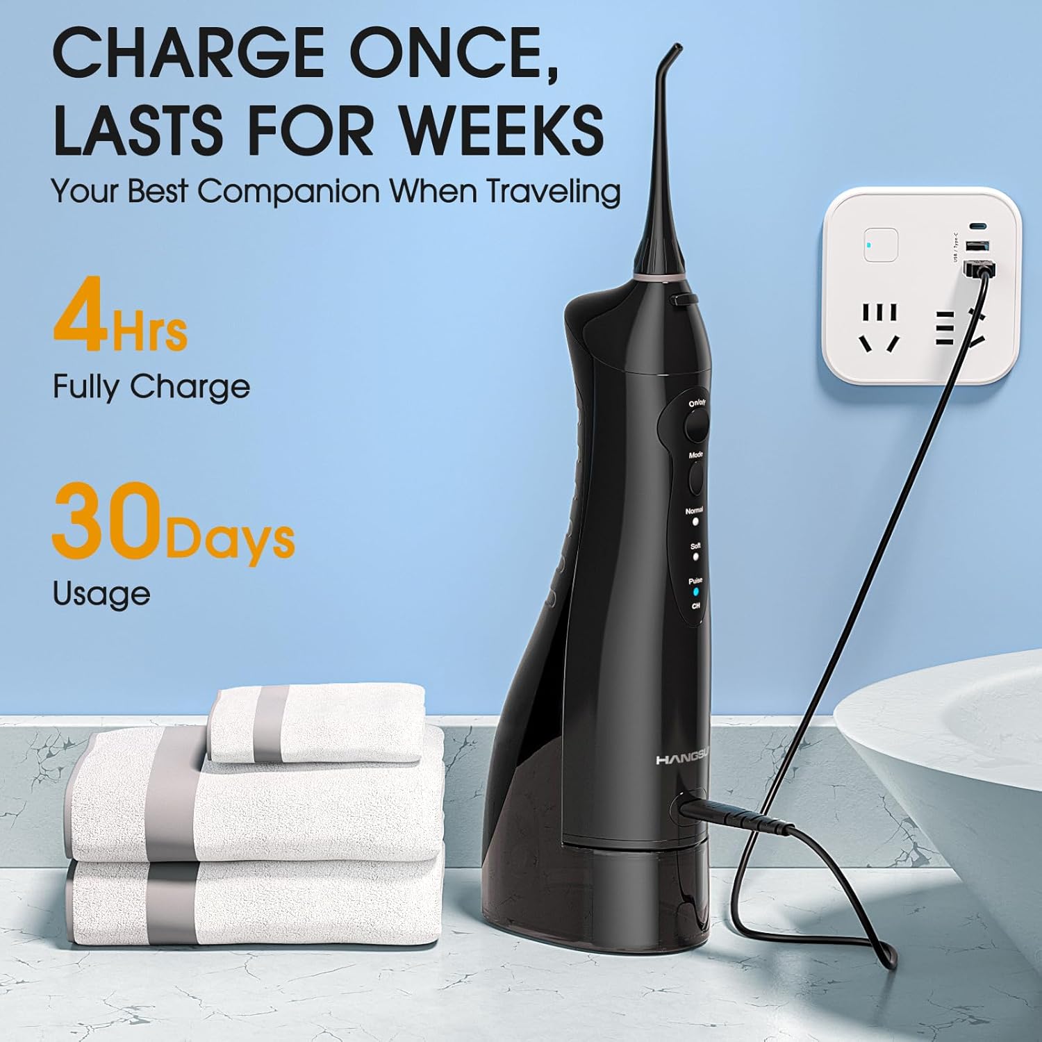 Detalle 2 de Hangsun Water Flosser 300ml cordless oral irrigator