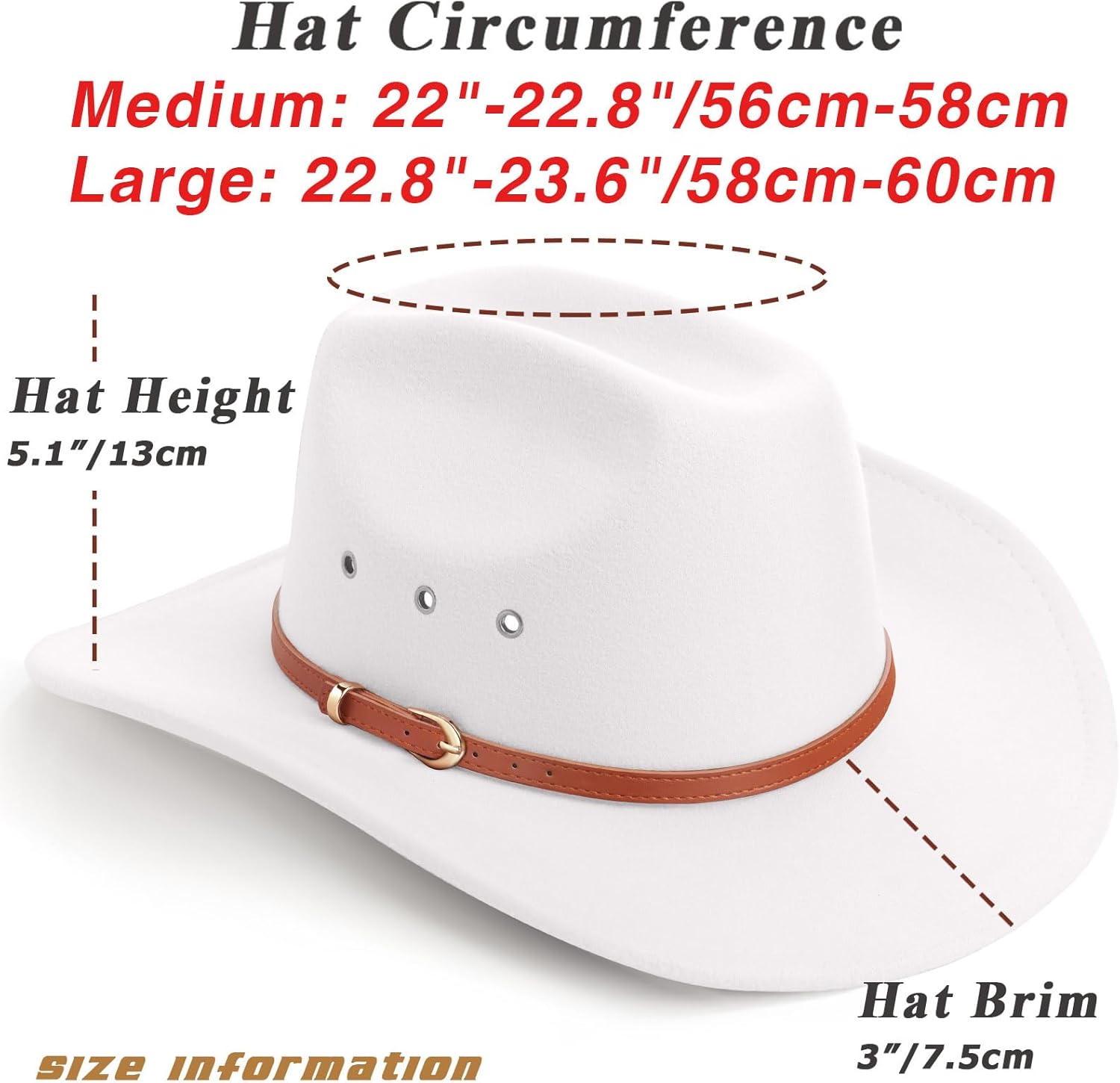 Thumbnail 3 de DRESHOW Cowboyhut für Damen & Herren – Unisex Western Fedora mit breiter Krempe und Schnallengürtel