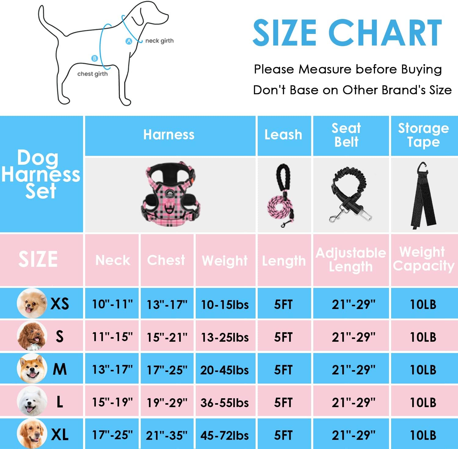 Thumbnail 1 de NESTROAD Hundegeschirr Größe M (kariertes Rosa) – Anti-Zieh Sicherheitsgeschirr mit gepolsterten Gurten