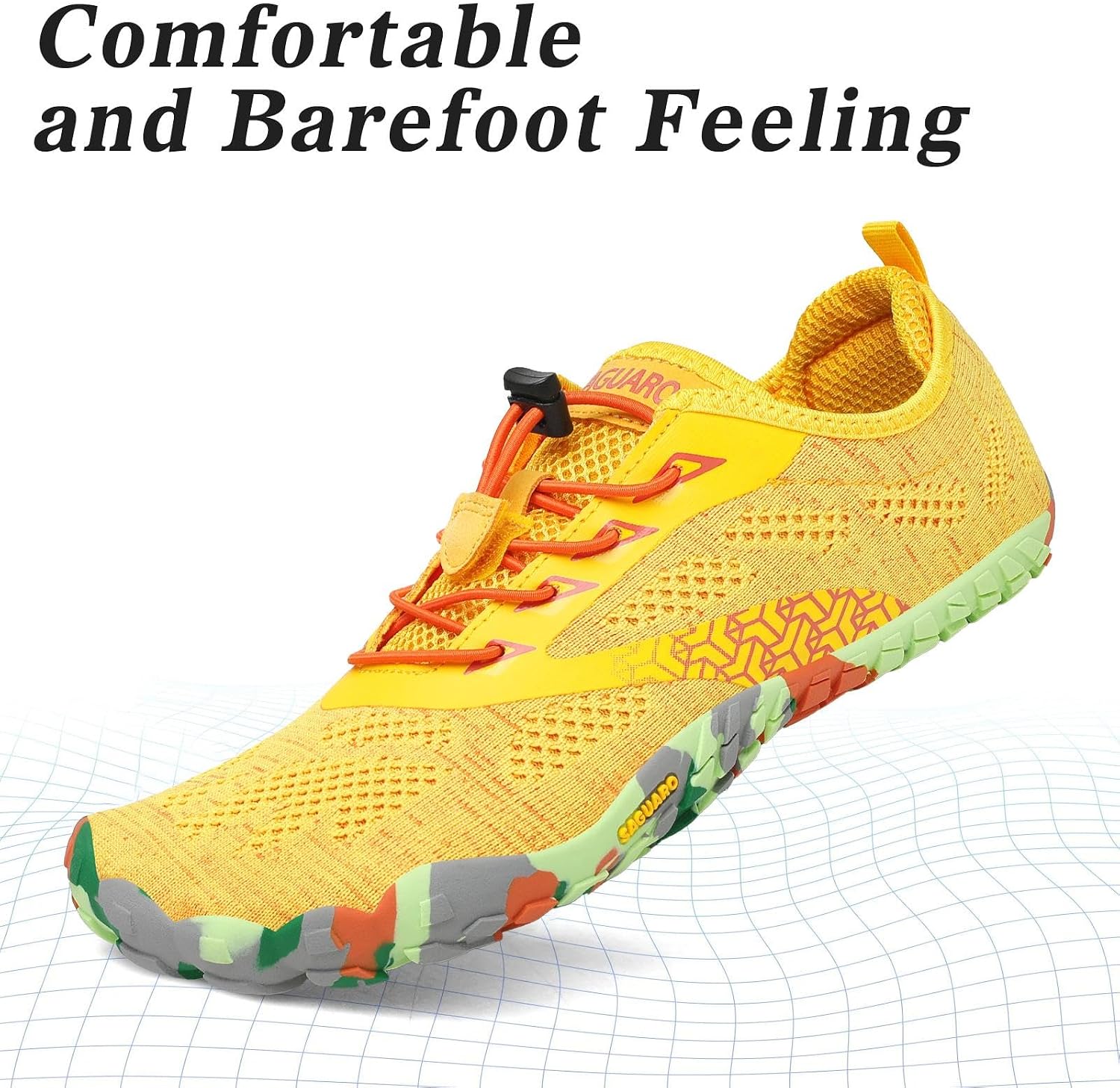 Detalle de SAGUARO Barefoot: Zapatillas Minimalistas de Trail para Hombre y Mujer, Amarillo, 38 EU