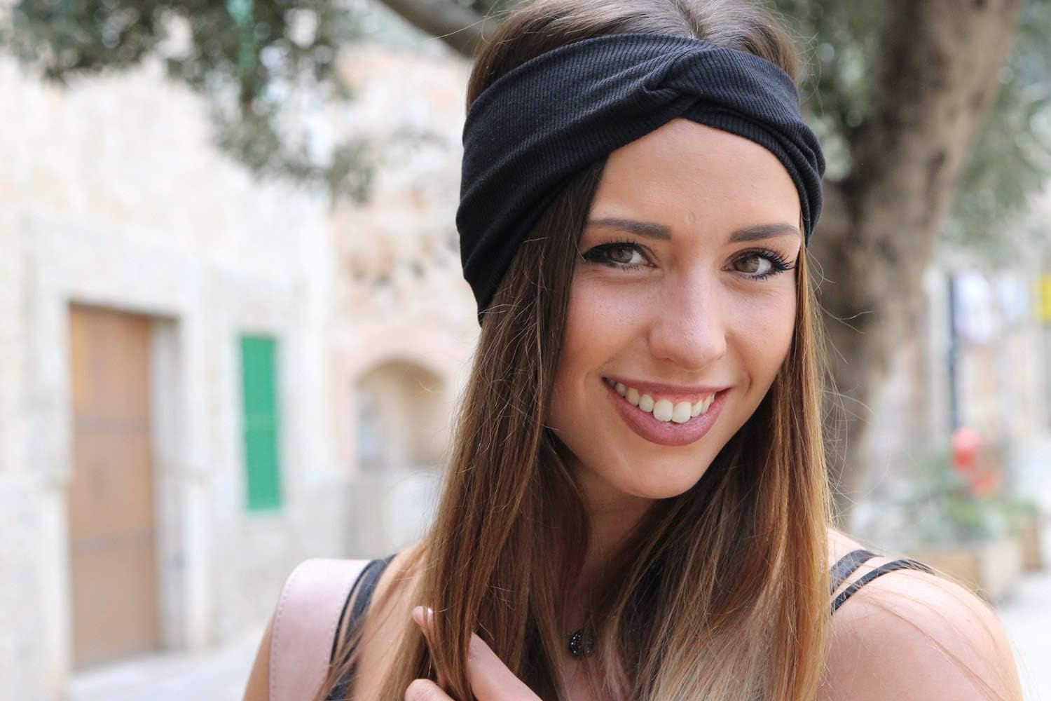 Detalle de styleBREAKER Fascia per capelli a coste sottili con nodo da donna