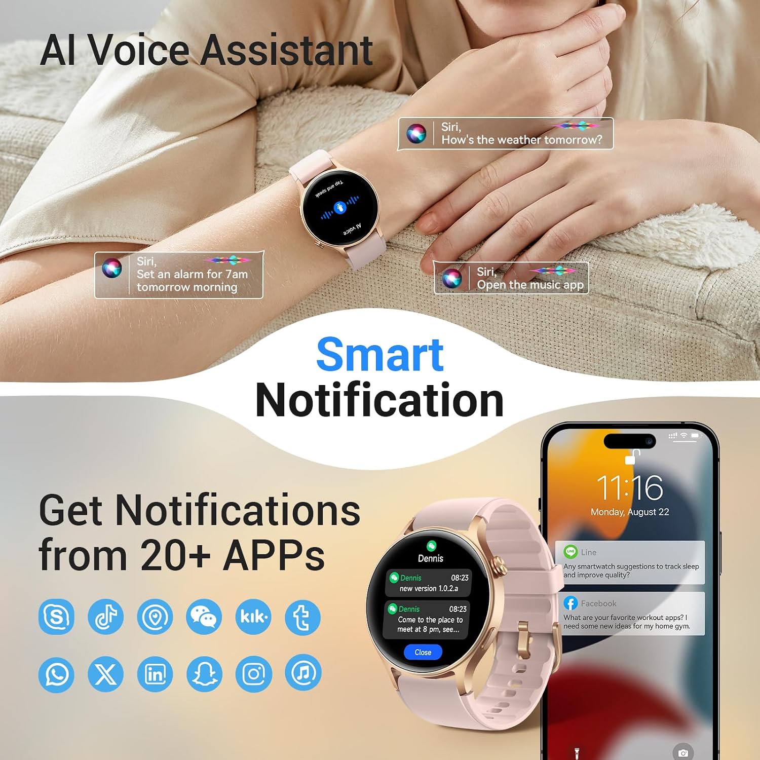 Detalle de Fitpolo 1.3" AMOLED Smart Watch for fitness