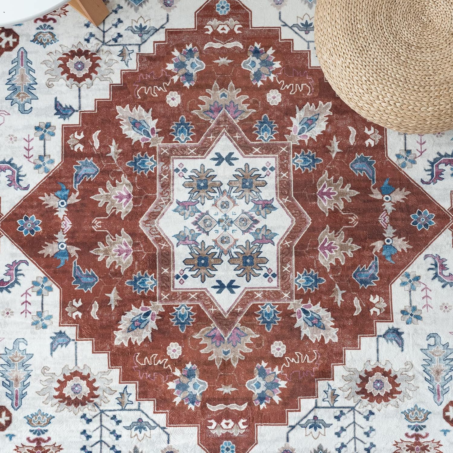 Detalle de Vamcheer Alfombra Vintage Antideslizante y Lavable 300x400 cm 🧡