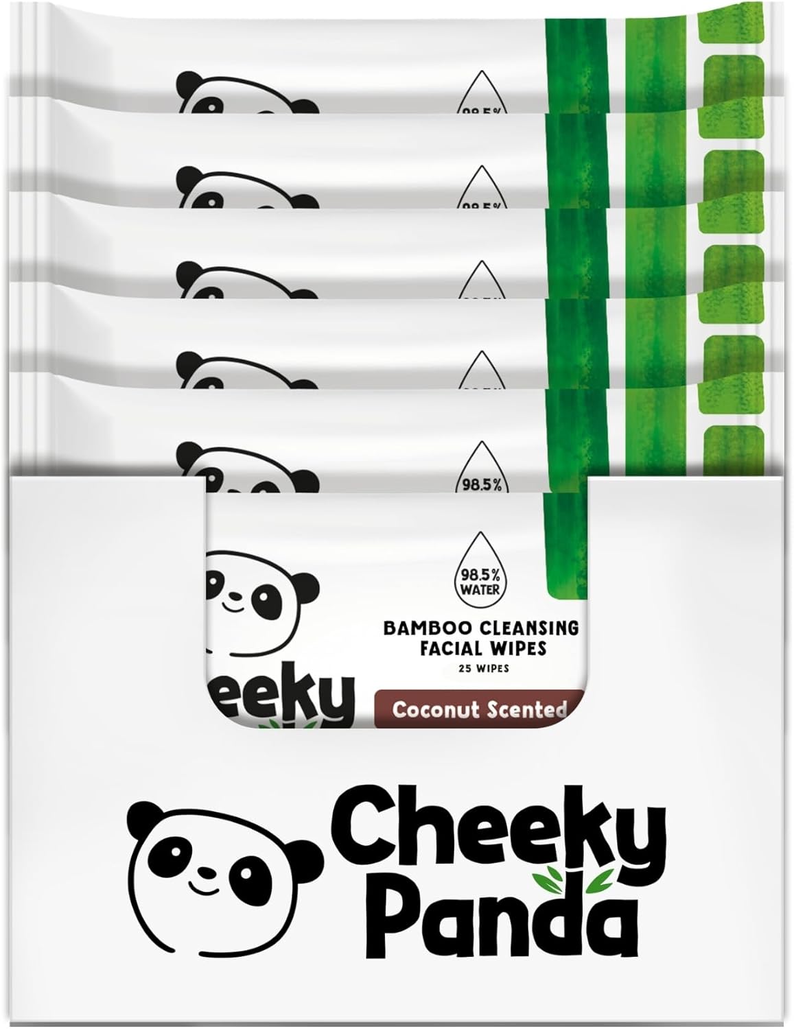 Detalle de The Cheeky Panda Bamboo Face Cleanser Makeup Remover Wipes – Coconut Scented (6 x 25 wipes)
