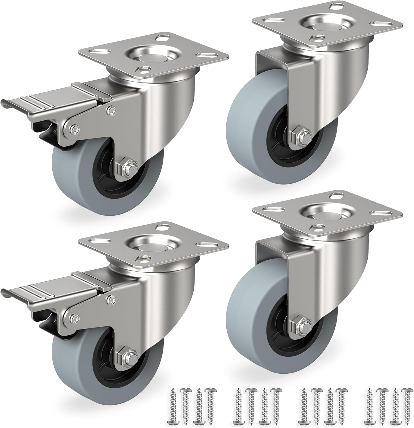 Detalle de RAVN HAMAN : lot de 4 roulettes pour meubles avec frein (jusqu’à 35 kg par roue) et pivot intérieur/extérieur