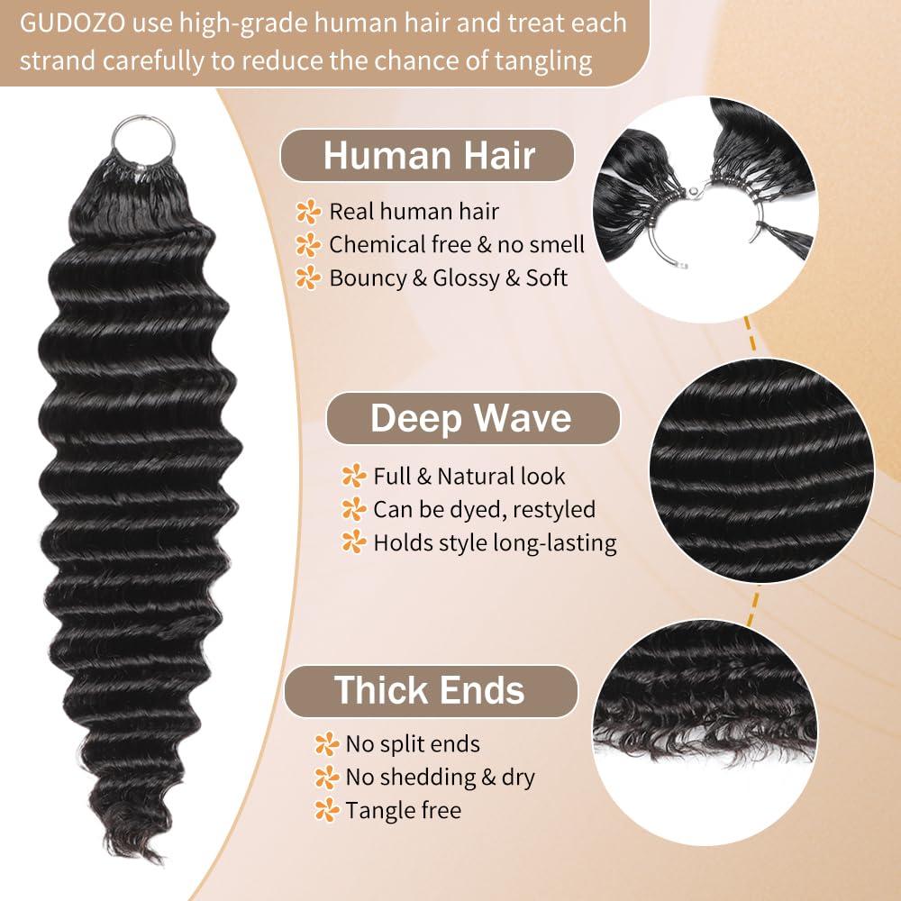 Detalle de Deep Wave 20 Inch Human Crochet Hair – 125g, 100 Strands, Dark Brown