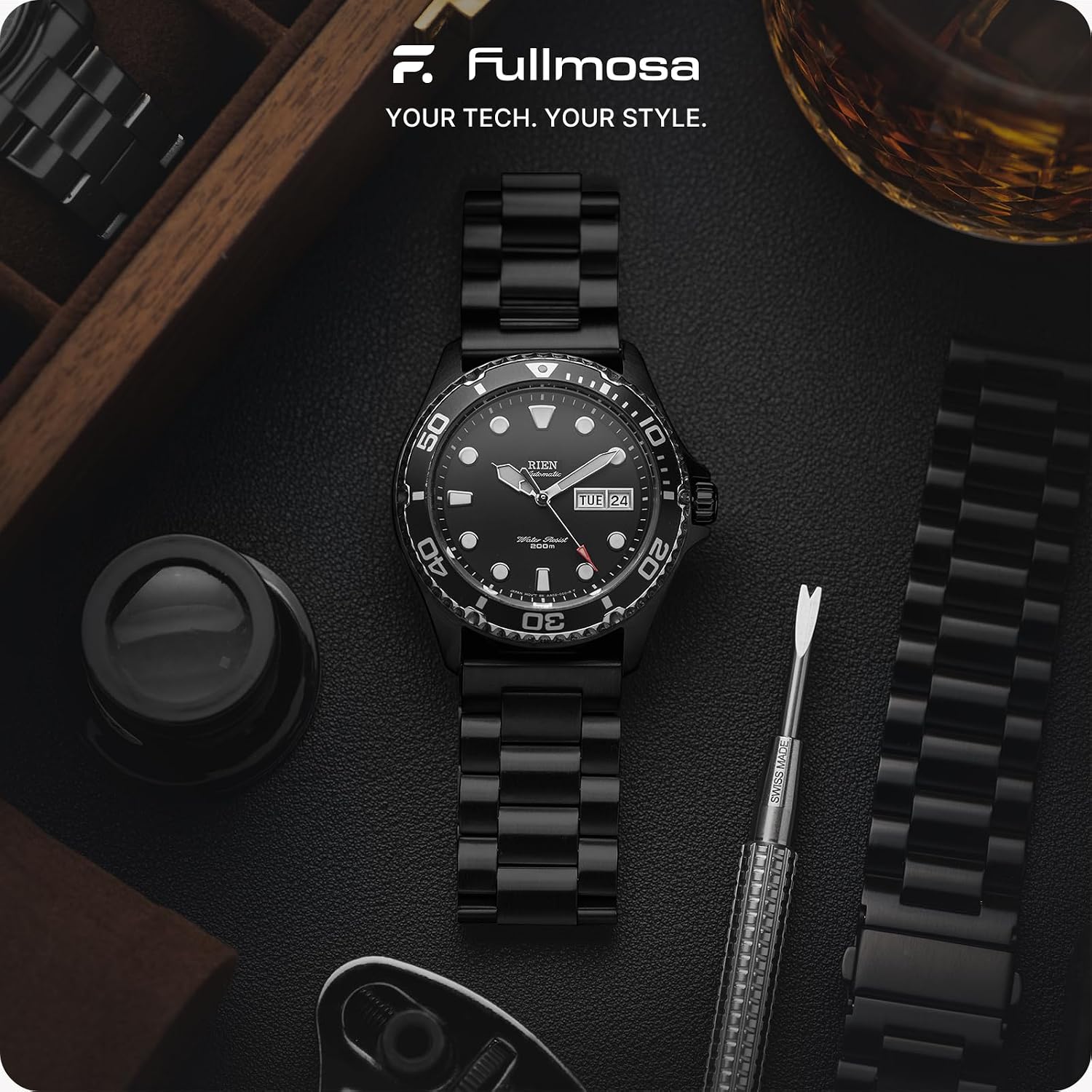 Detalle 2 de Fullmosa horlogeband 16 mm in roestvrij staal, zilverkleurig, voor Timex
