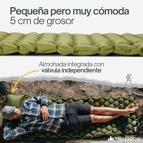 Thumbnail 6 de TRINORDIC Esterilla de acampada hinchable ultraligera con almohada