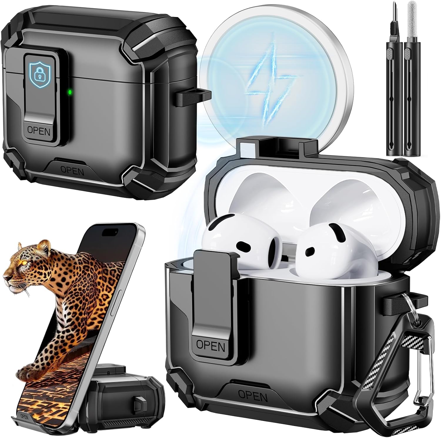 Detalle de Inesore AirPods 4 Case with Phone Stand