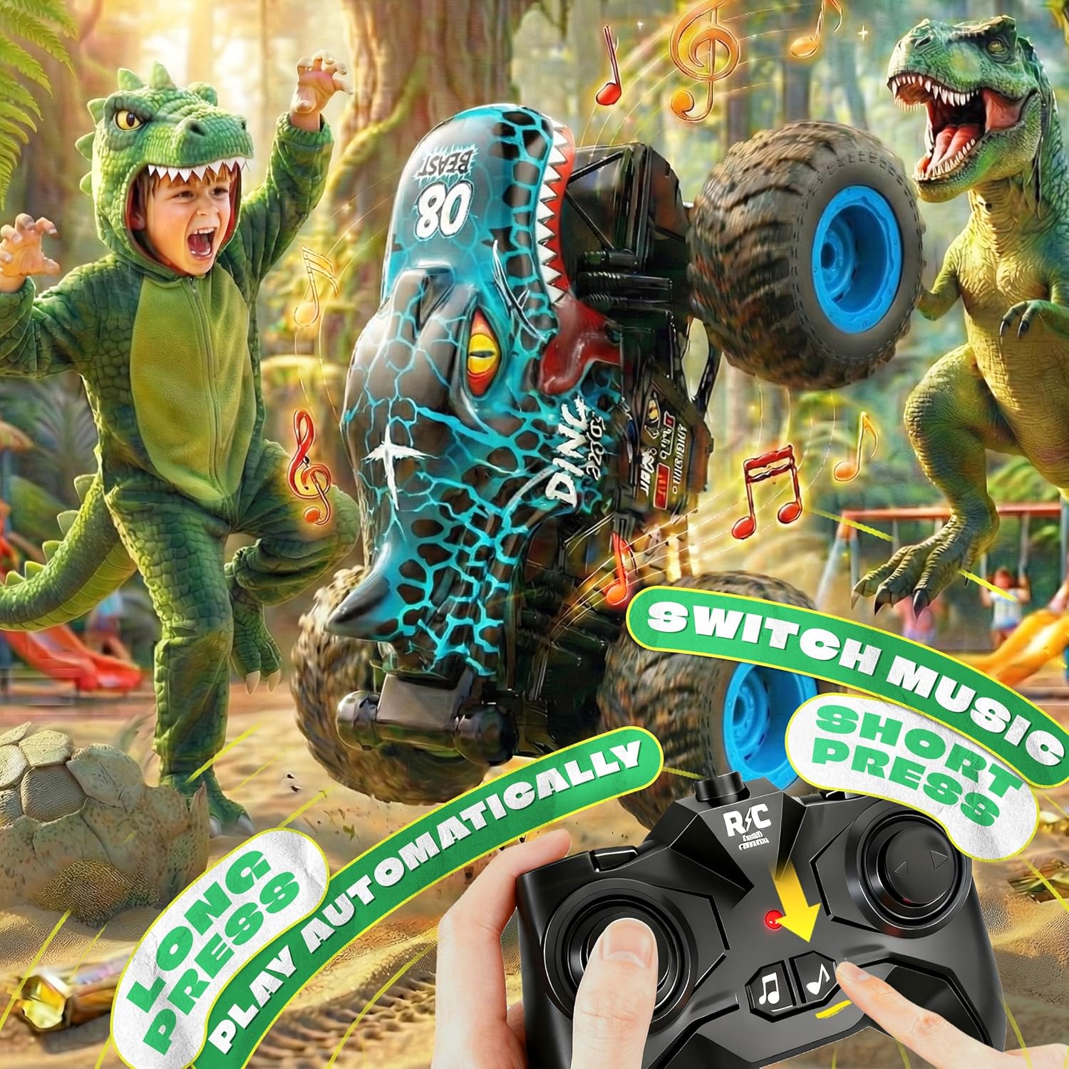 Thumbnail 3 de BEZGAR MonsterTruck Toys — Monster Truck RC Car with Light & Music ( Cyan Blue )