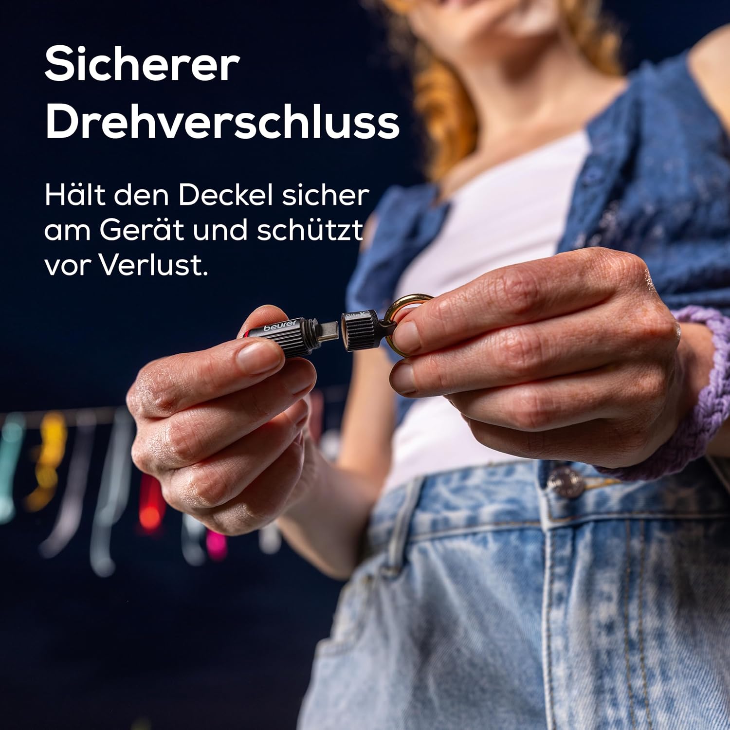 Detalle de Beurer BiteX Go Deep Black – Insektenstichheiler am Smartphone, USB‑C, Licht und zwei Programme