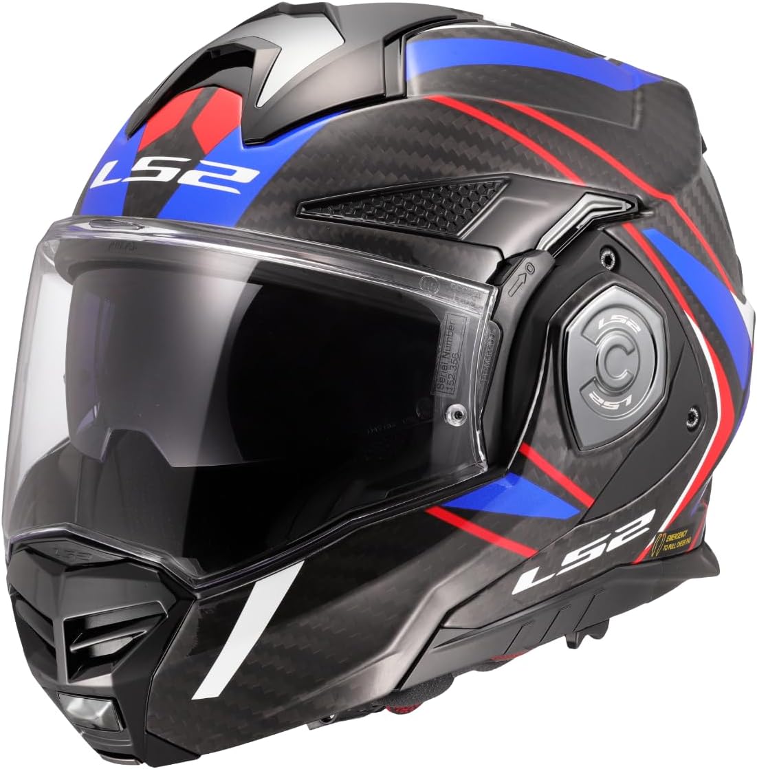 Thumbnail 2 de LS2 Advant X Carbon Future II - Casco modularità avanzata in gloss bianco/blu, taglia L