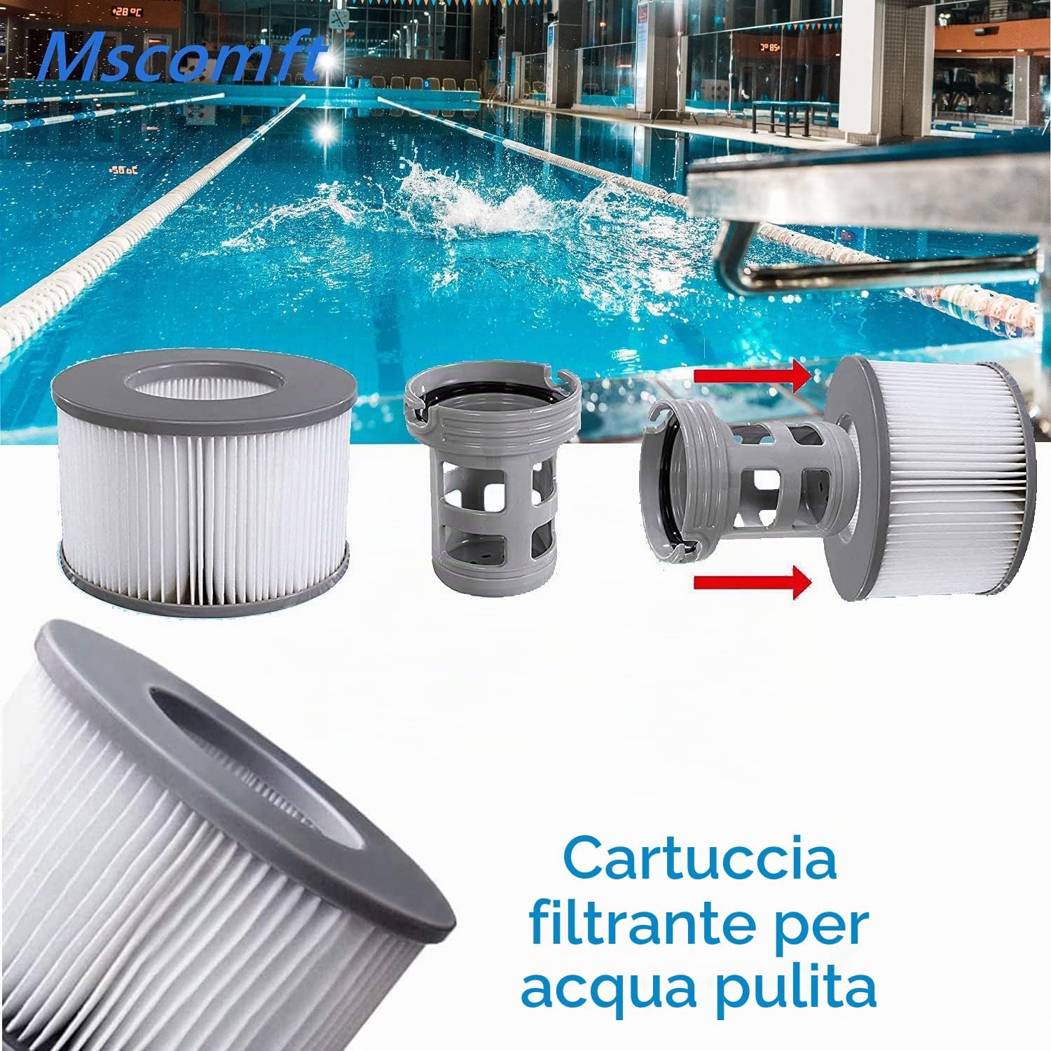 Thumbnail 2 de Mscomft Filtro di Ricambio per Vasca Idromassaggio e Spa Intex/Inflatable – 4 Pezzi, 90 Lamelle