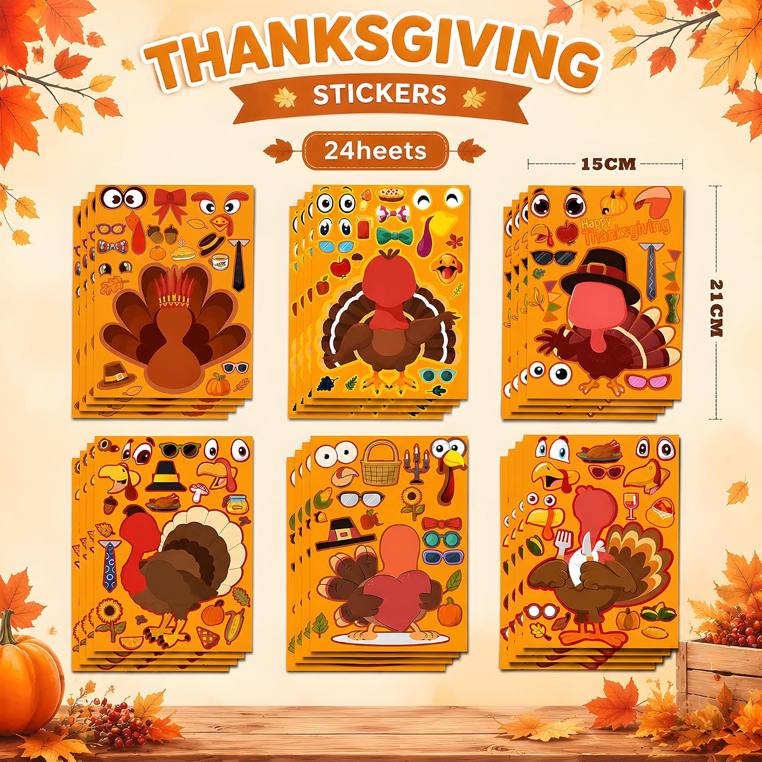 Detalle 2 de Turkey Sticker Craft Kit, 24 Sheets