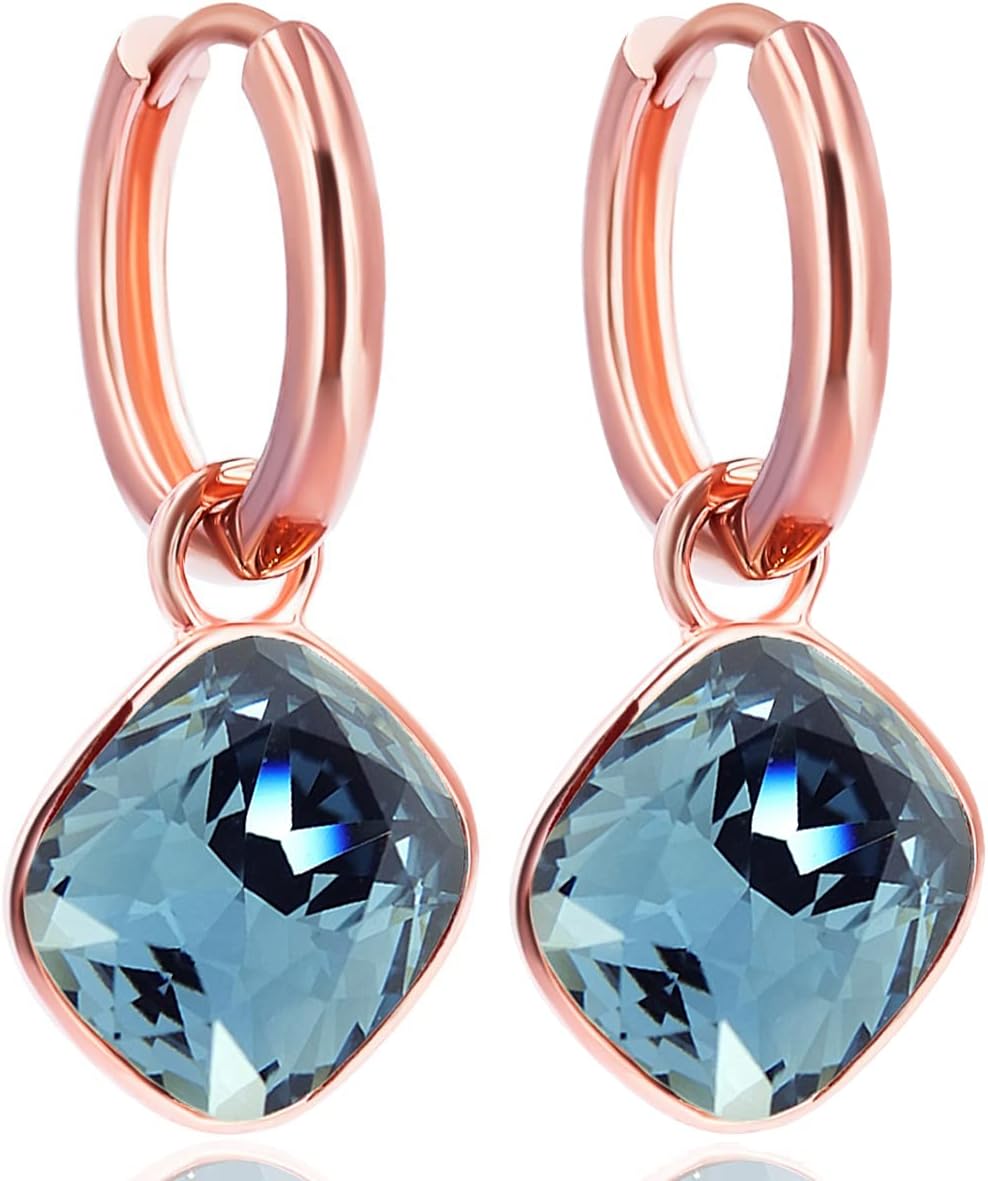Detalle de Rosegold Creolen Charm Anhänger aus 925er Sterling Silber mit Markenkristallen – NOBEL SCHMUCK