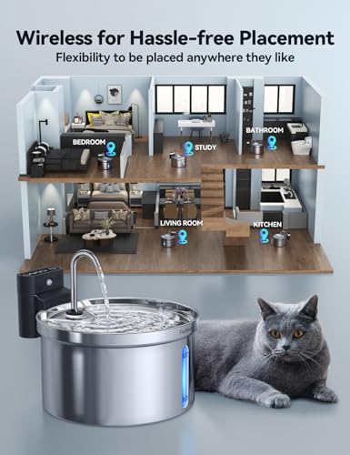 Thumbnail 2 de FEELNEEDY Fontaine à Eau Chat sans Fil 3,5 L — Robinet en Acier Inoxydable