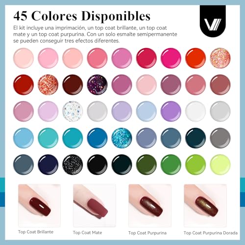 Detalle 2 de VANREESA U V Gel Nagellack Set – 45 Farben Gel Nagellack