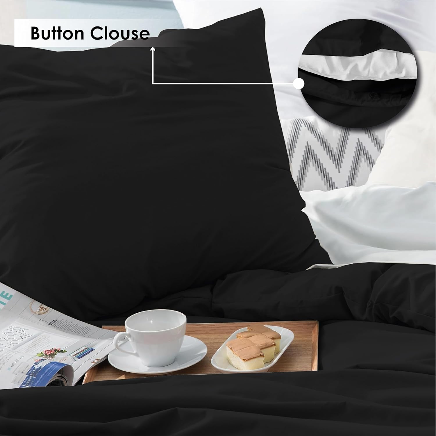 Thumbnail 2 de REHAN & CO Double Duvet Cover Set Black
