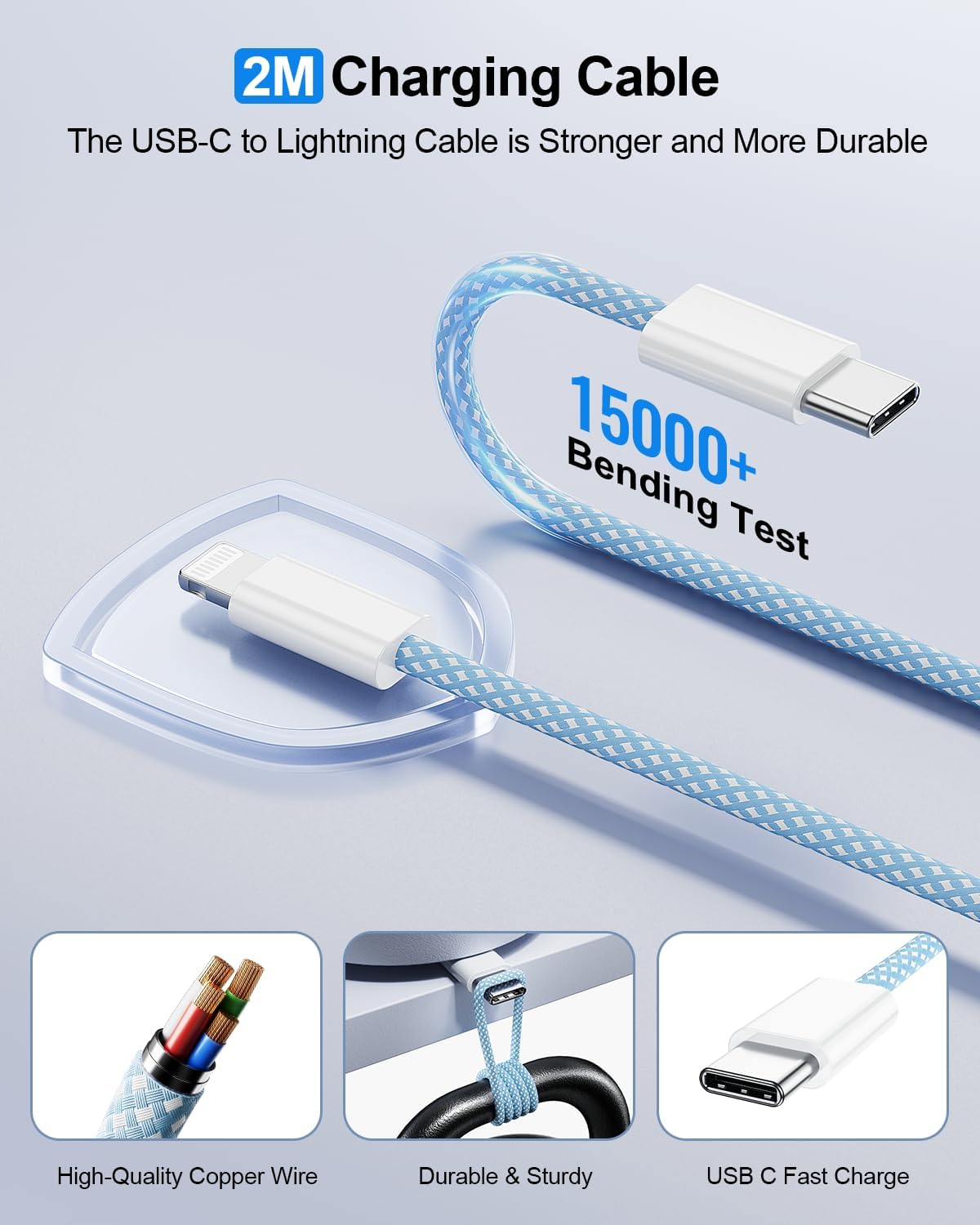 Thumbnail 2 de Fast Charge for iPhone 14/13 25W PD Charger + 2M USB-C to Lightning Cable (2 Pack) – MFi Certified