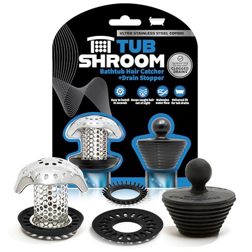 Detalle de TubShroom Ultra Revolutionary Bath Tub Drain Protector Hair Catcher/Strainer/Snare, Stainless Steel – Platinum Bundle