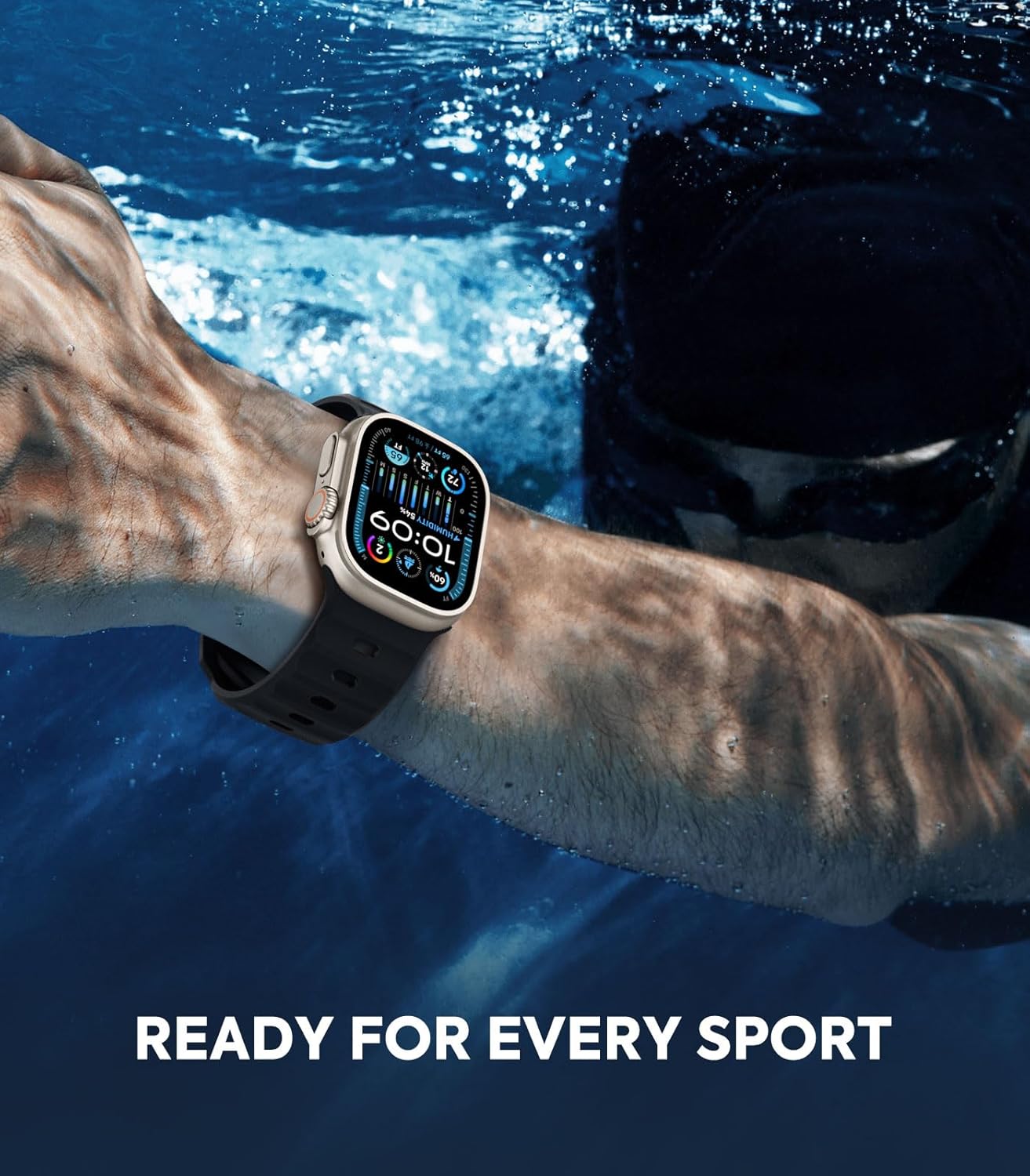 Thumbnail 4 de MoKo Ocean Bands for Apple Watch Ultra 2: Durable Silicone Sport Strap for 49mm, 45mm, 44mm and 42mm