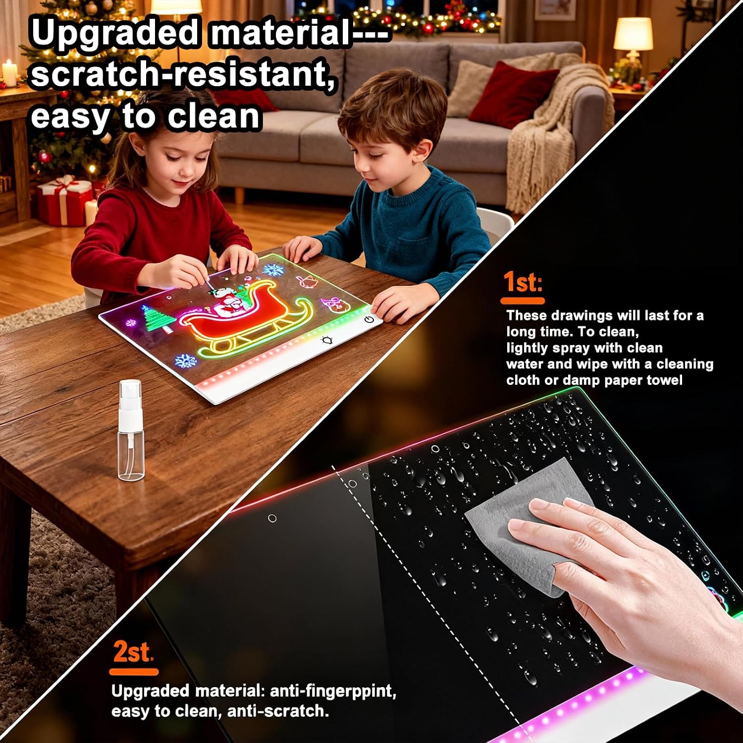Detalle 1 de momozzle LED Drawing Board, 7 Colors, 5 Light Modes, Rechargeable