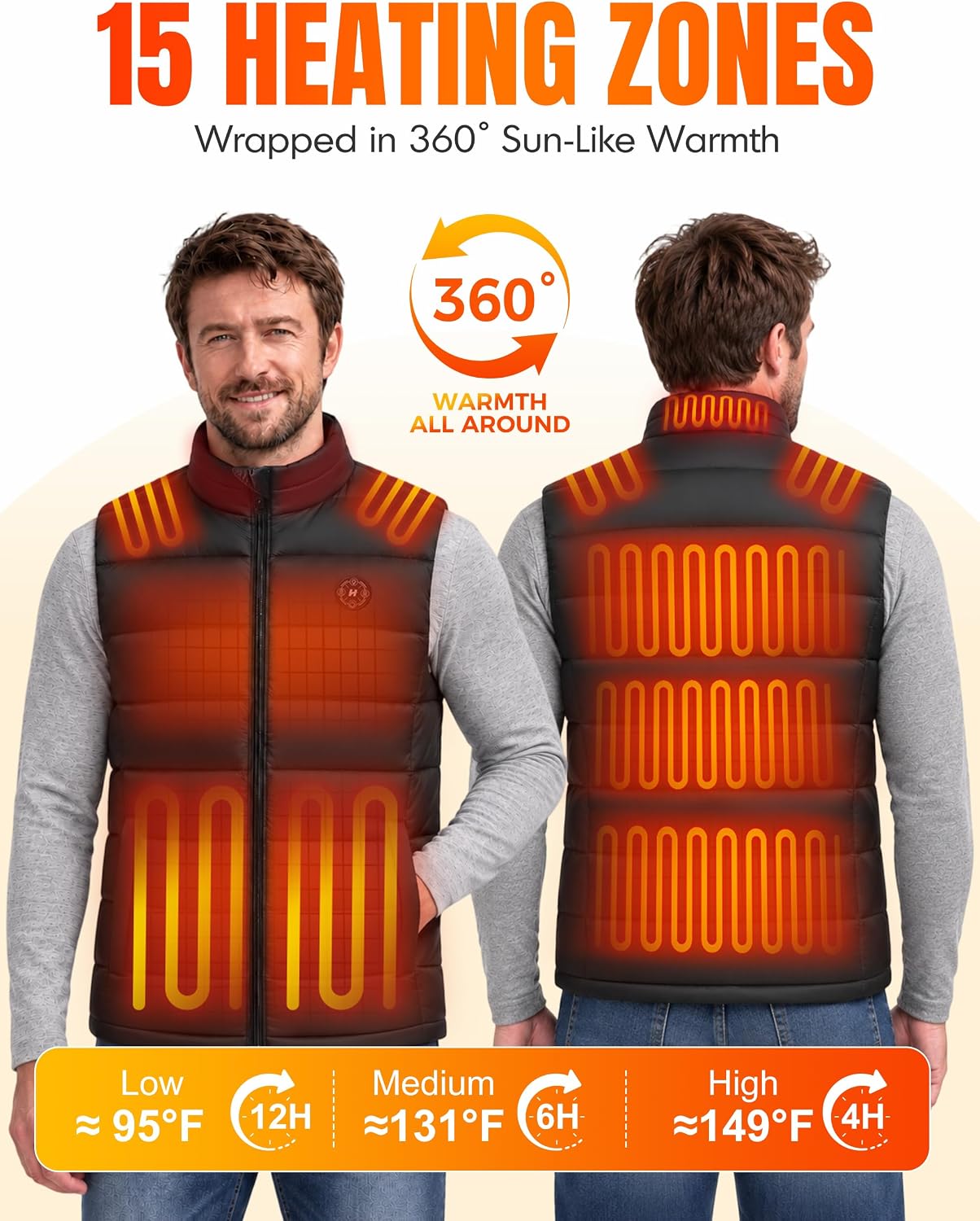 Detalle 2 de HOOHEAT Men's Heated Vest 16000mAh