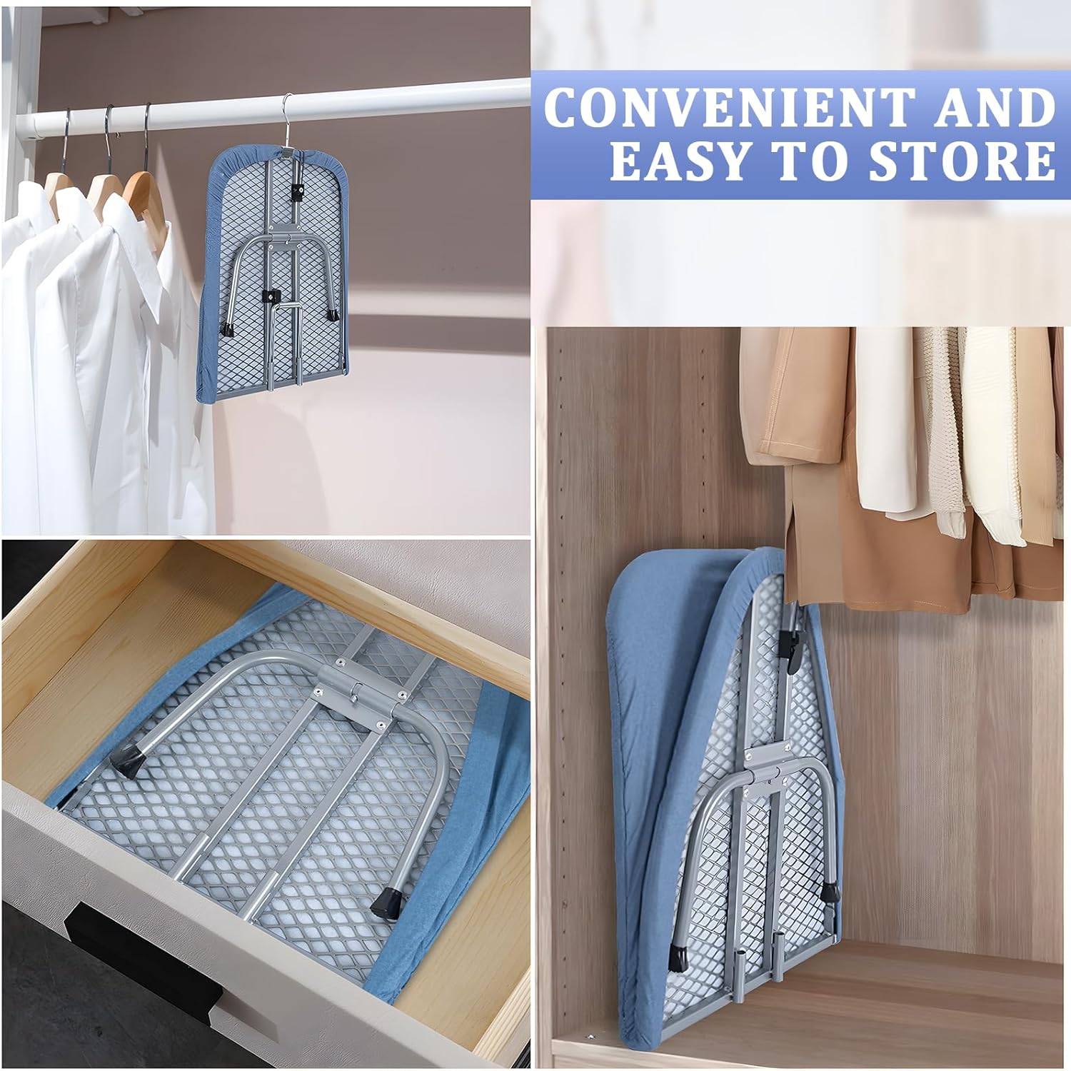 Thumbnail 4 de OUUTMEE Tabletop Ironing Board (Foldable, Cotton Cover) – 80 x 30cm Blue