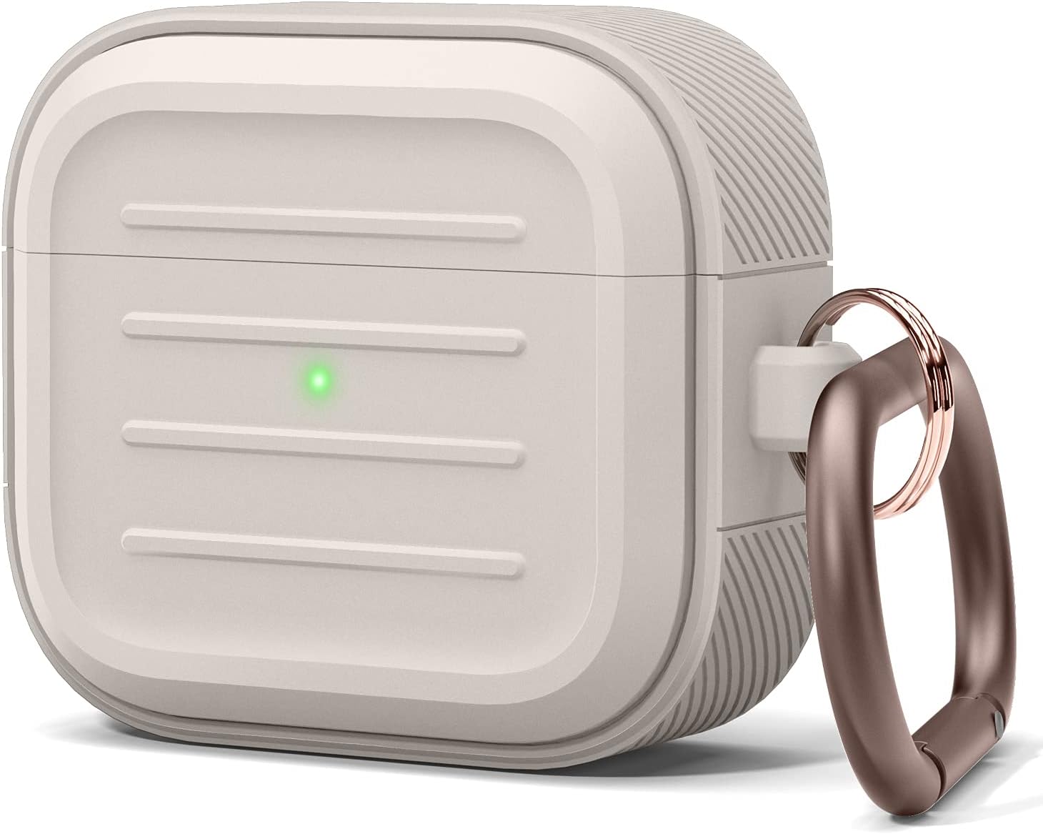 Detalle de elago Coque armée avec porte-clés pour AirPods 3 (Stone) : protection + recharge sans fil