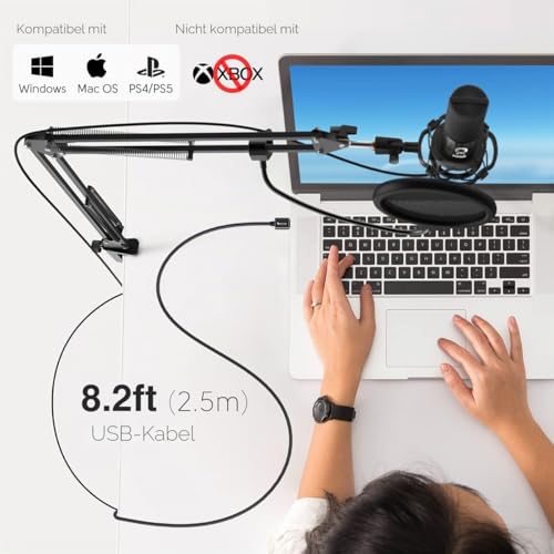 Thumbnail 2 de FIFINE Streaming Mikrofon Kit mit Arm – USB-Kondensator für PC, PS4/PS5, Mac, inkl. Popfilter und Shock Mount