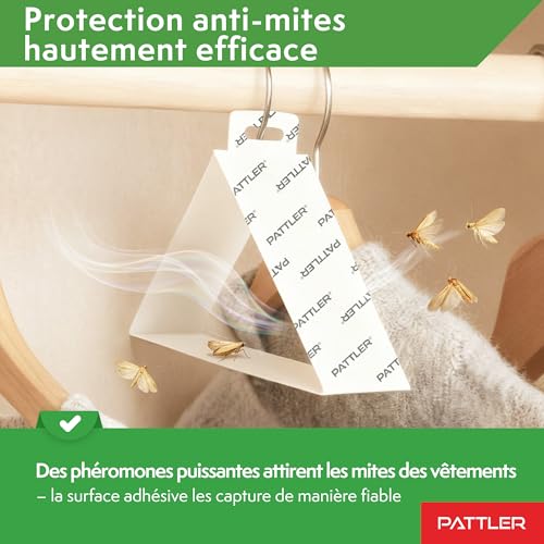 Detalle de PATTLER Anti Mites Textiles avec Phéromones – 8 Pièces, Pièges Adhésifs pour Armoire et Penderie