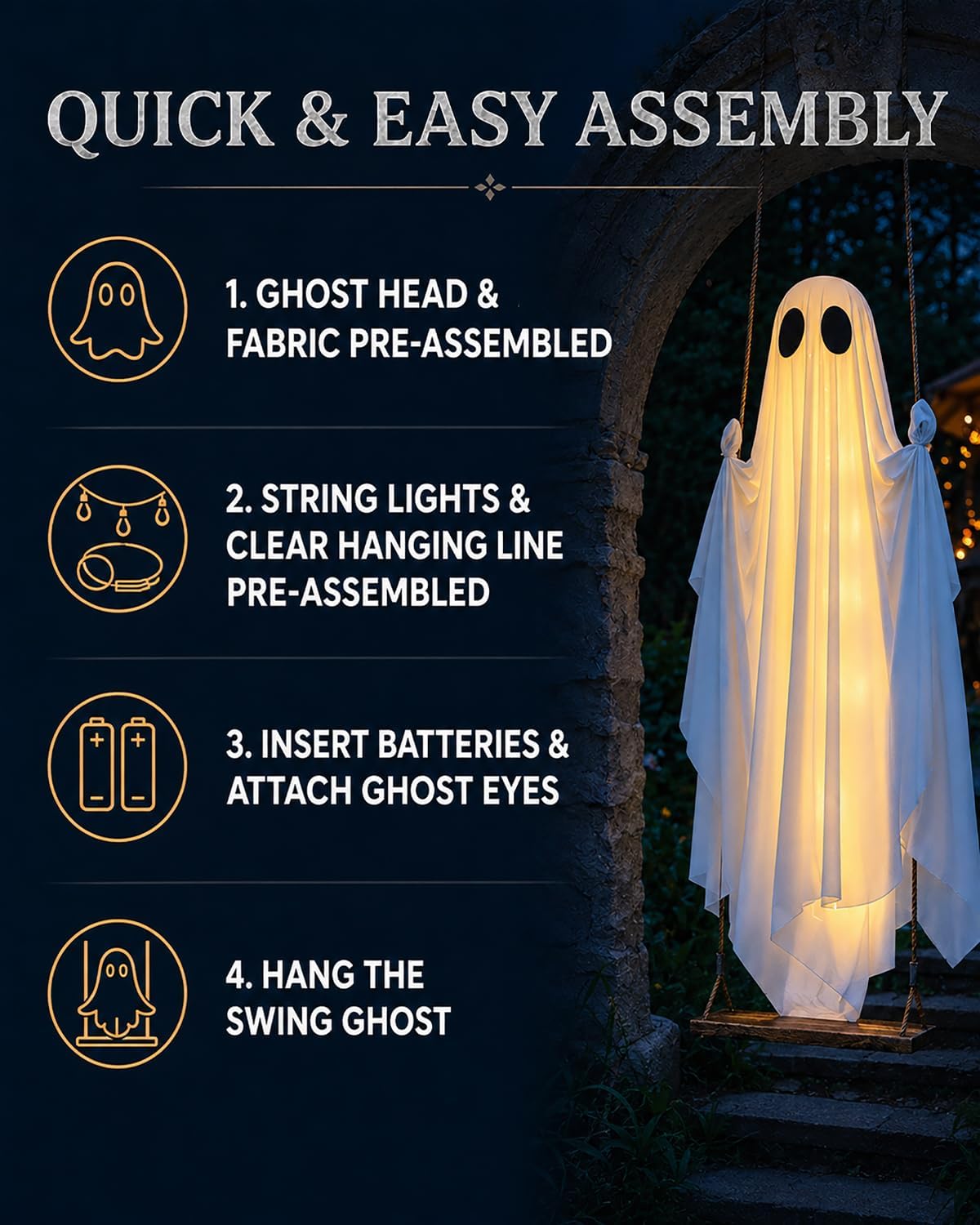Detalle de MERKYO Hanging Ghost Halloween Decoration, 5 FT