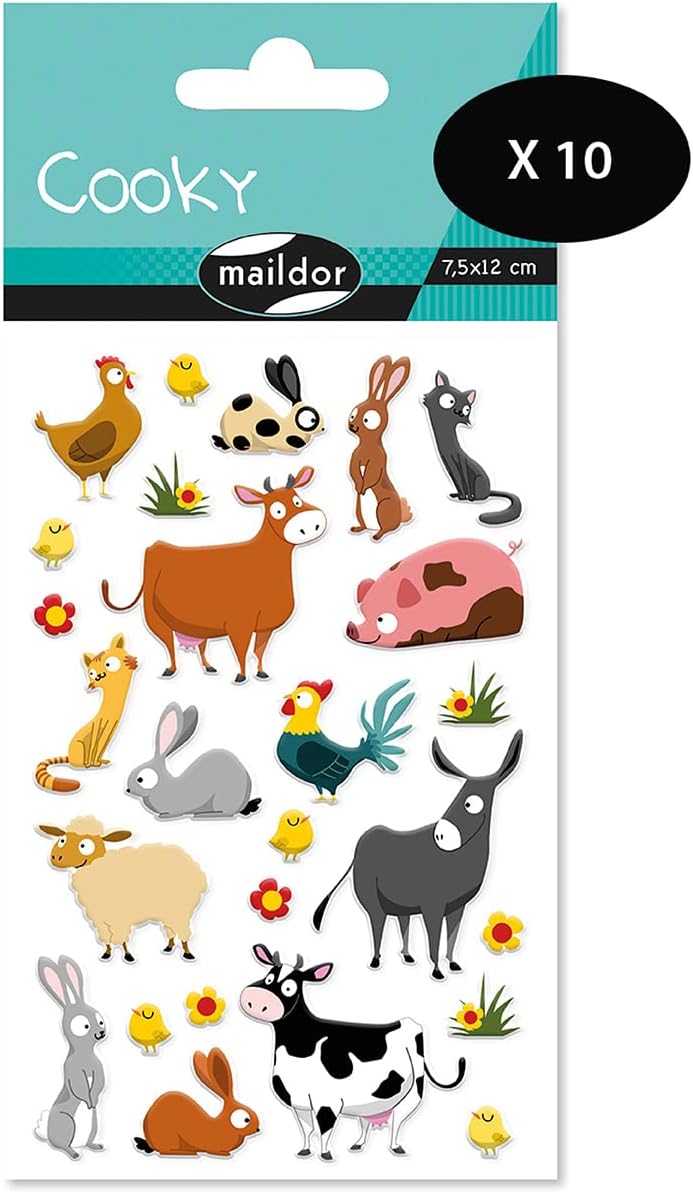 Thumbnail 2 de MY MANDARINE 560353Cpack – GOMMETTES 3D Cooky, LOT de 10 planches 12x8 cm (180 gommettes)