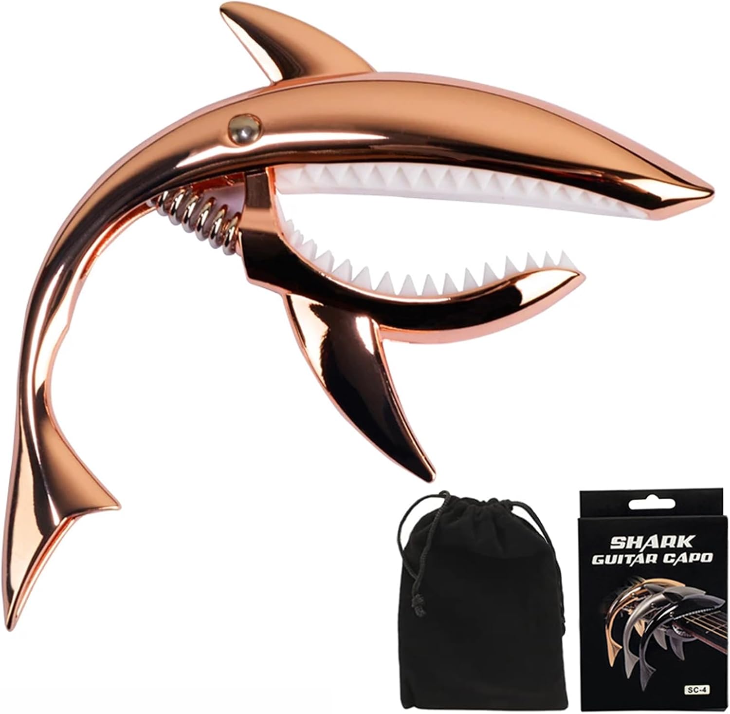 Detalle de UPELLA Shark UP-SC4 Guitar Capo with Zinc Alloy Body and Velvet Bag