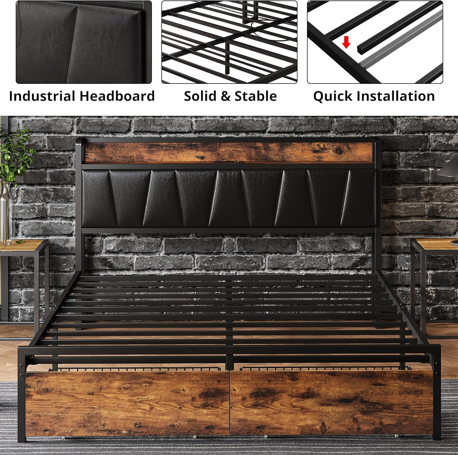Detalle 2 de LIKIMIO Full Size Bed Frame