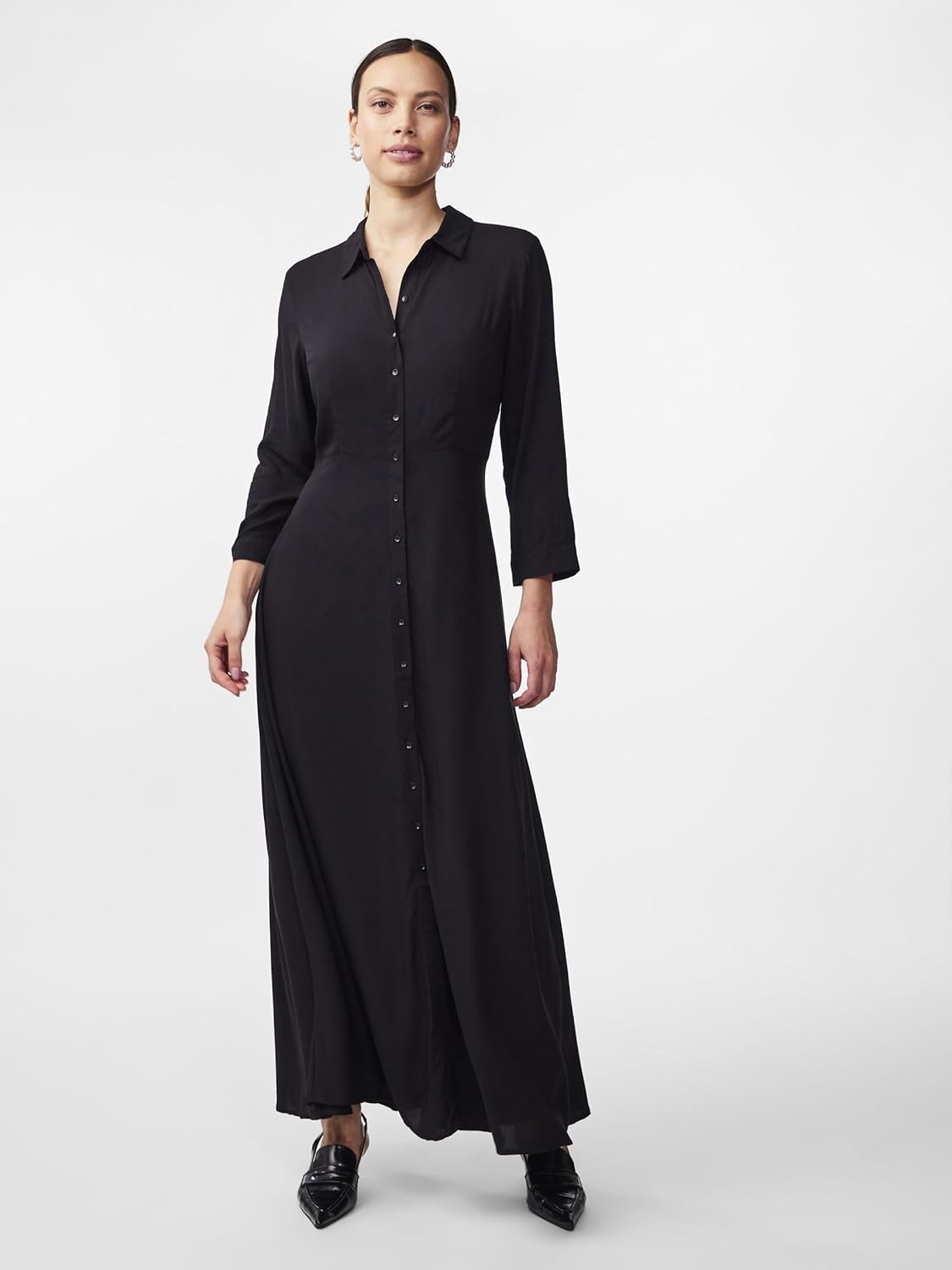 Detalle de YAS Female Kleid YASSAVANNA mit Kent-Kragen und Frontknopfleiste