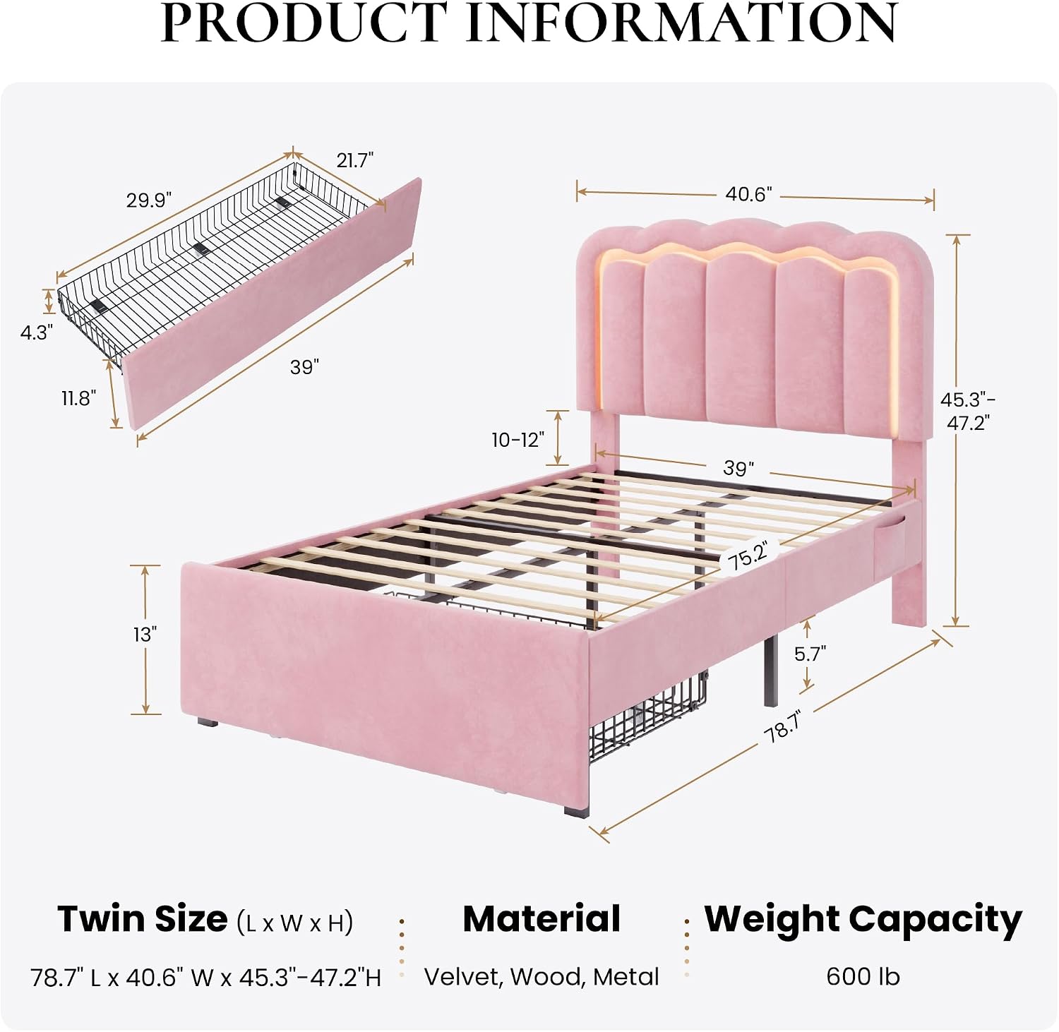 Detalle 2 de SHA CERLIN Twin Bed Frame
