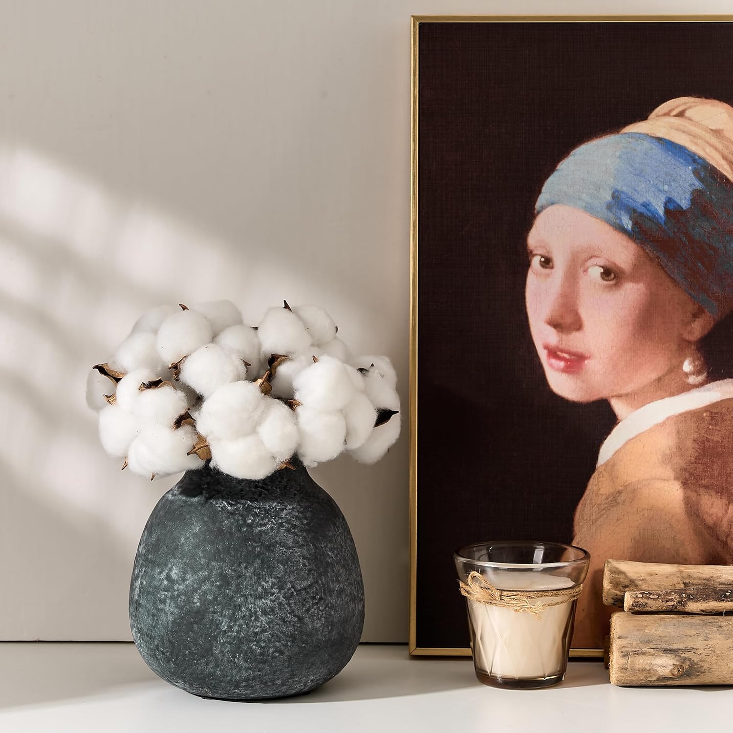 Thumbnail 1 de PORCER rustikale Keramik-Blumenvase im Boho-/Bauernhaus-Stil, ca. 15 cm, schwarz