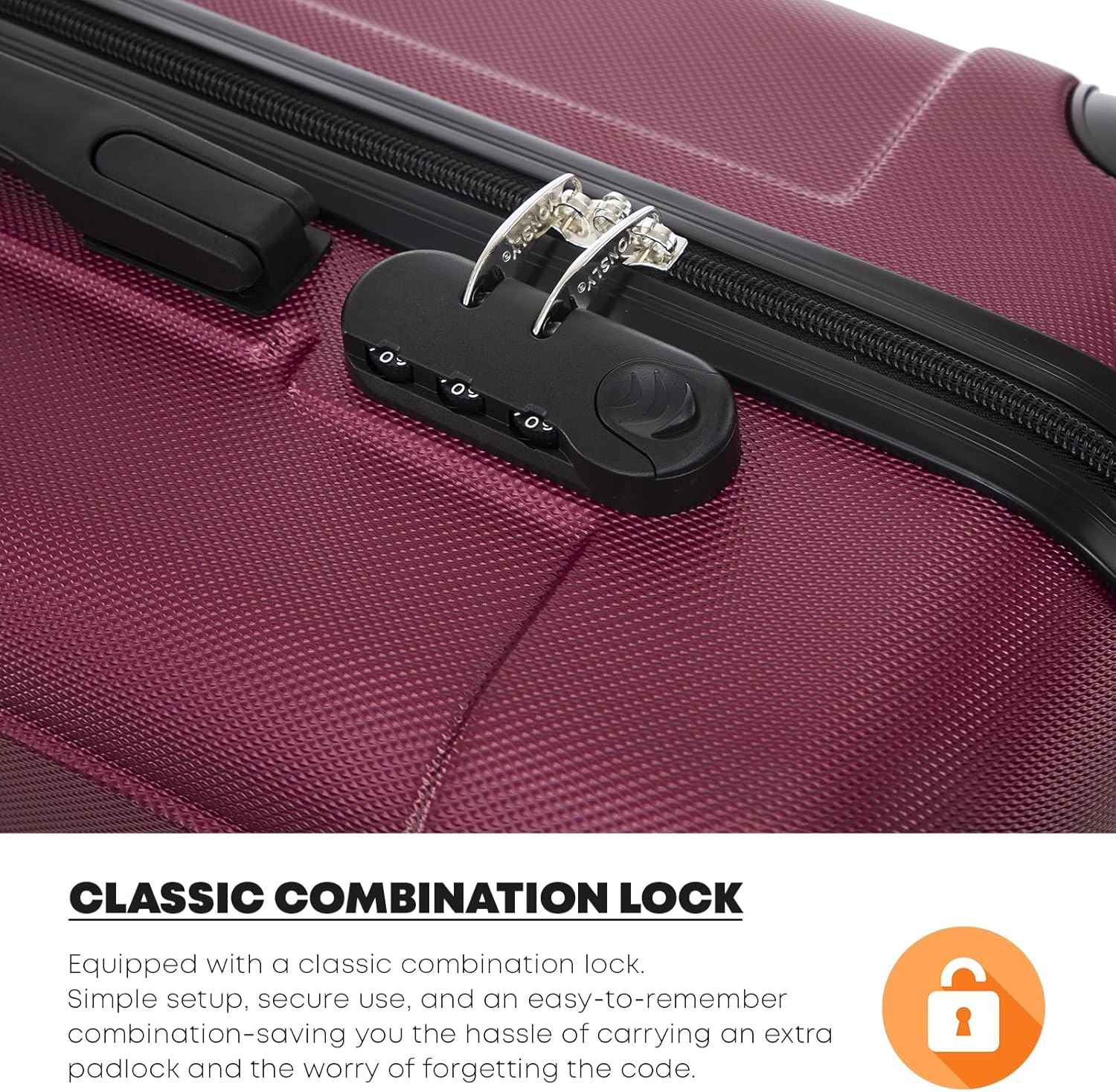 Detalle de YONSLY Koffer Suitcase XL Weinrot – Trolley Reisekoffer mit 4 Rollen 360°