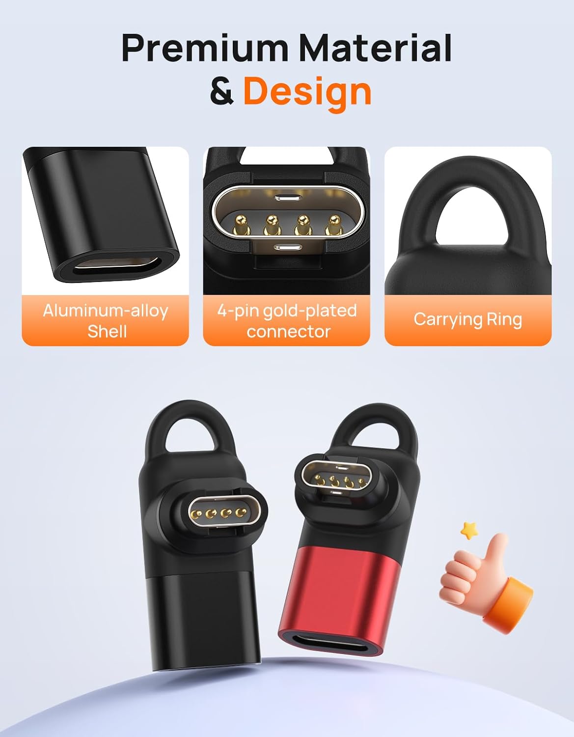 Thumbnail 3 de Astorgos 2-Pack 90° USB-C charger adapter cable for Garmin watches (Fēnix, Forerunner, Vivoactive, Venu and more)