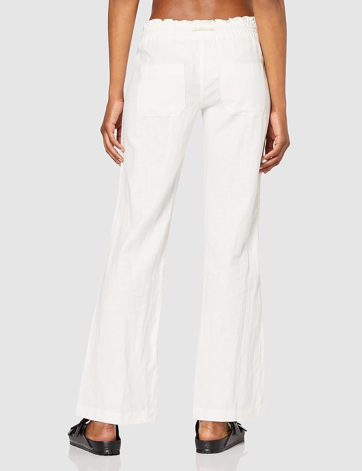 Detalle de Roxy Oceanside Pants pour Femme – Pantalon en lin et coton, coupe Flare