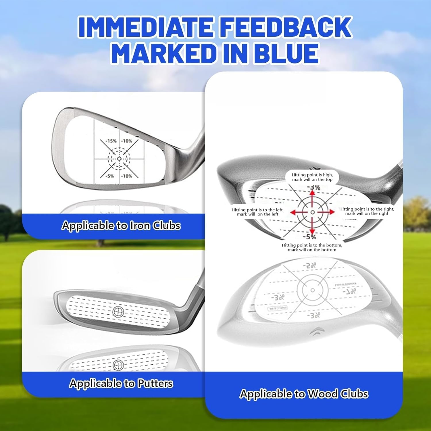 Thumbnail 3 de 300pcs Golf Impact Tape: Self-Teaching Sweet Spot & Shot Consistency Analysis