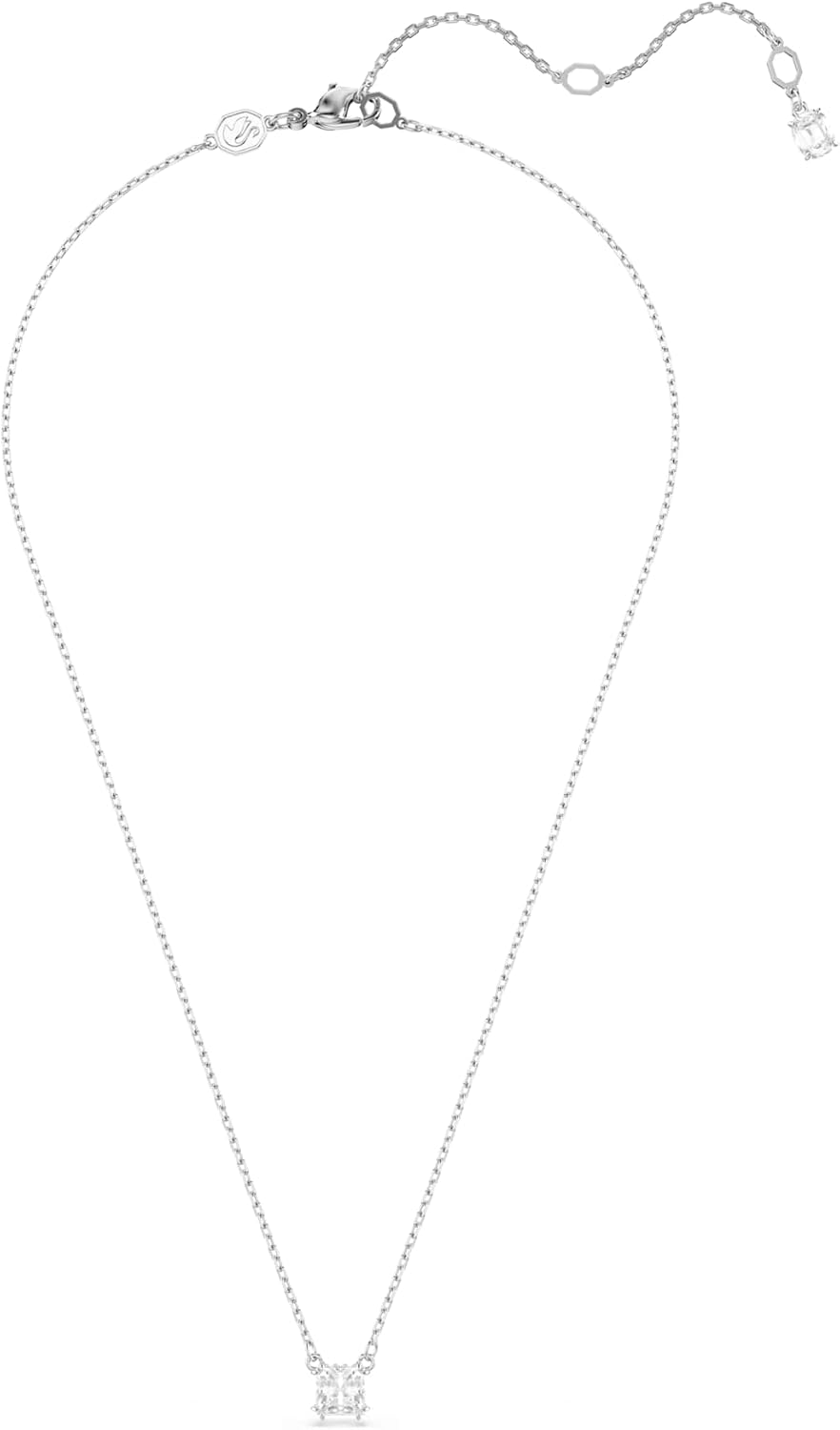 Detalle de Swarovski Stilla Collection Pendant (clear square-cut stone on rhodium-finished setting)