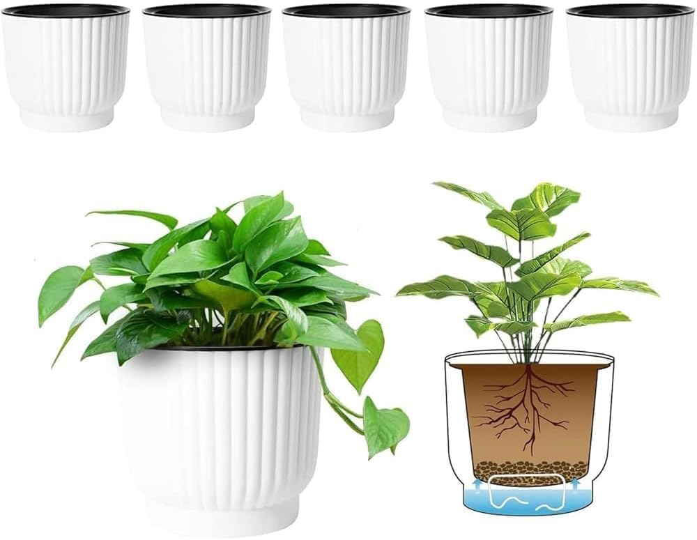 T4U 15cm Self-Watering Plant Pots 6 Pack