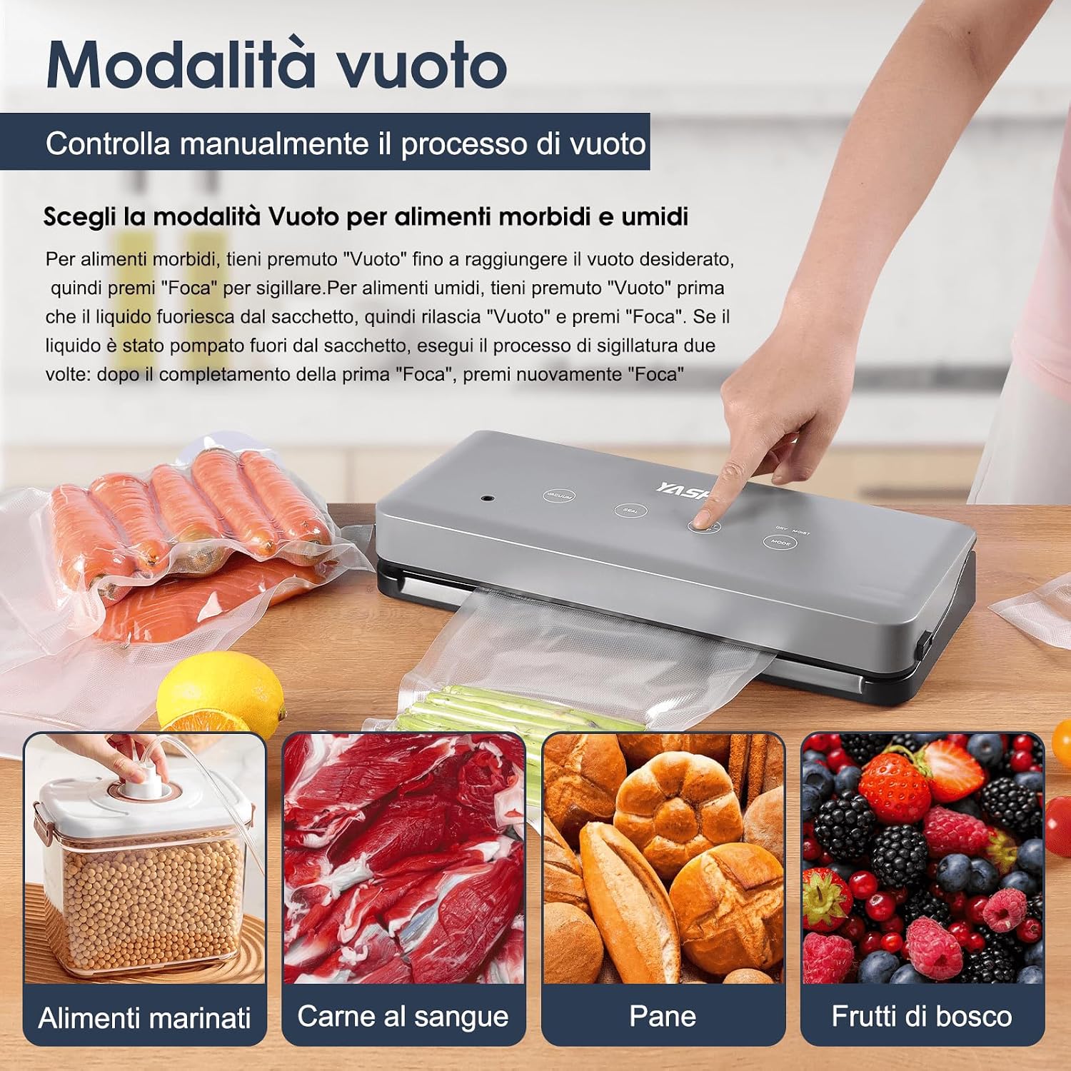 Detalle 2 de YASHE Macchina Sottovuoto Alimenti 5 in 1