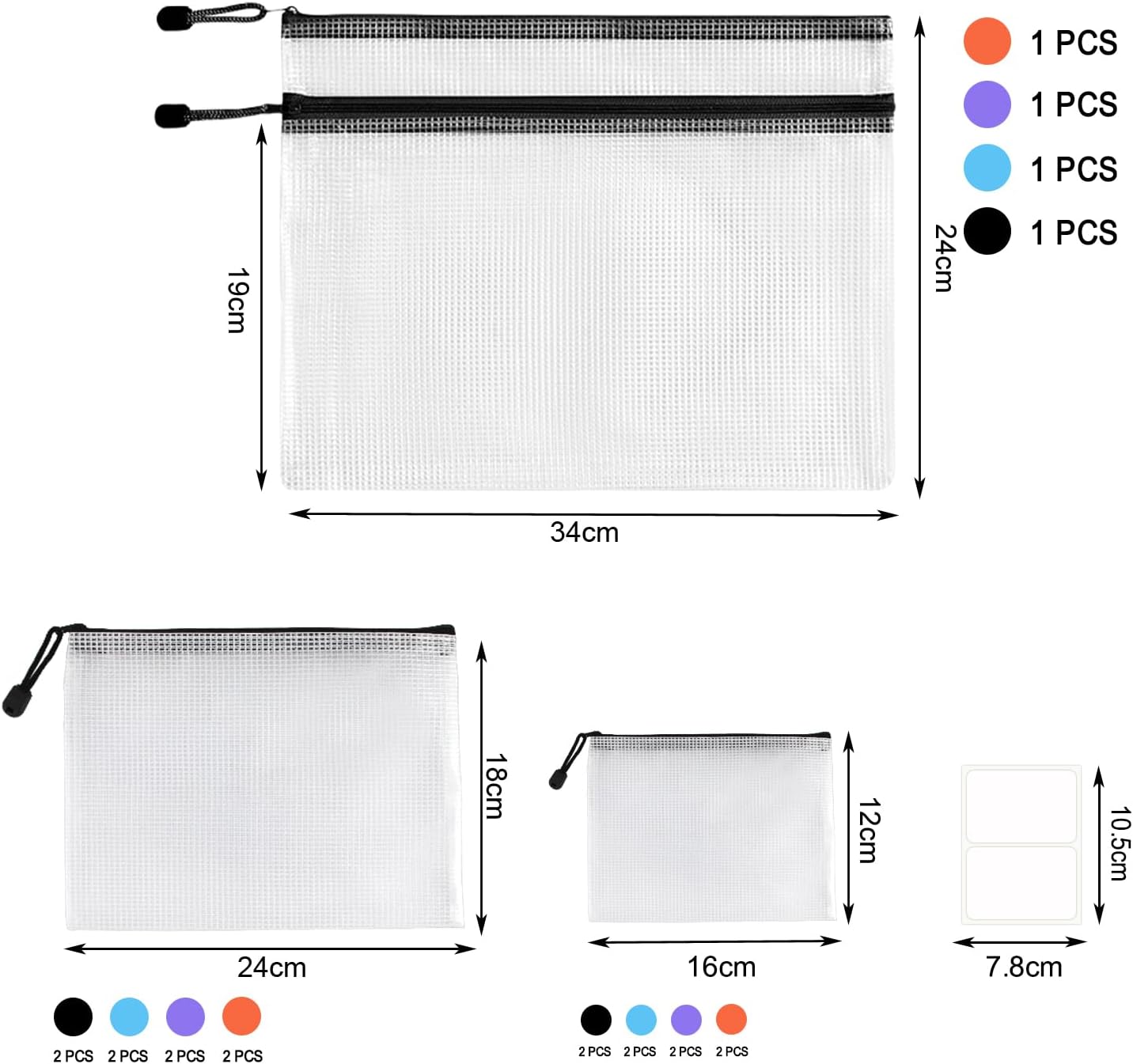 Detalle de 20-Piece Plastic Wallets Zip Lock Folders – Waterproof A4/A5/A6 Document Pouch Set