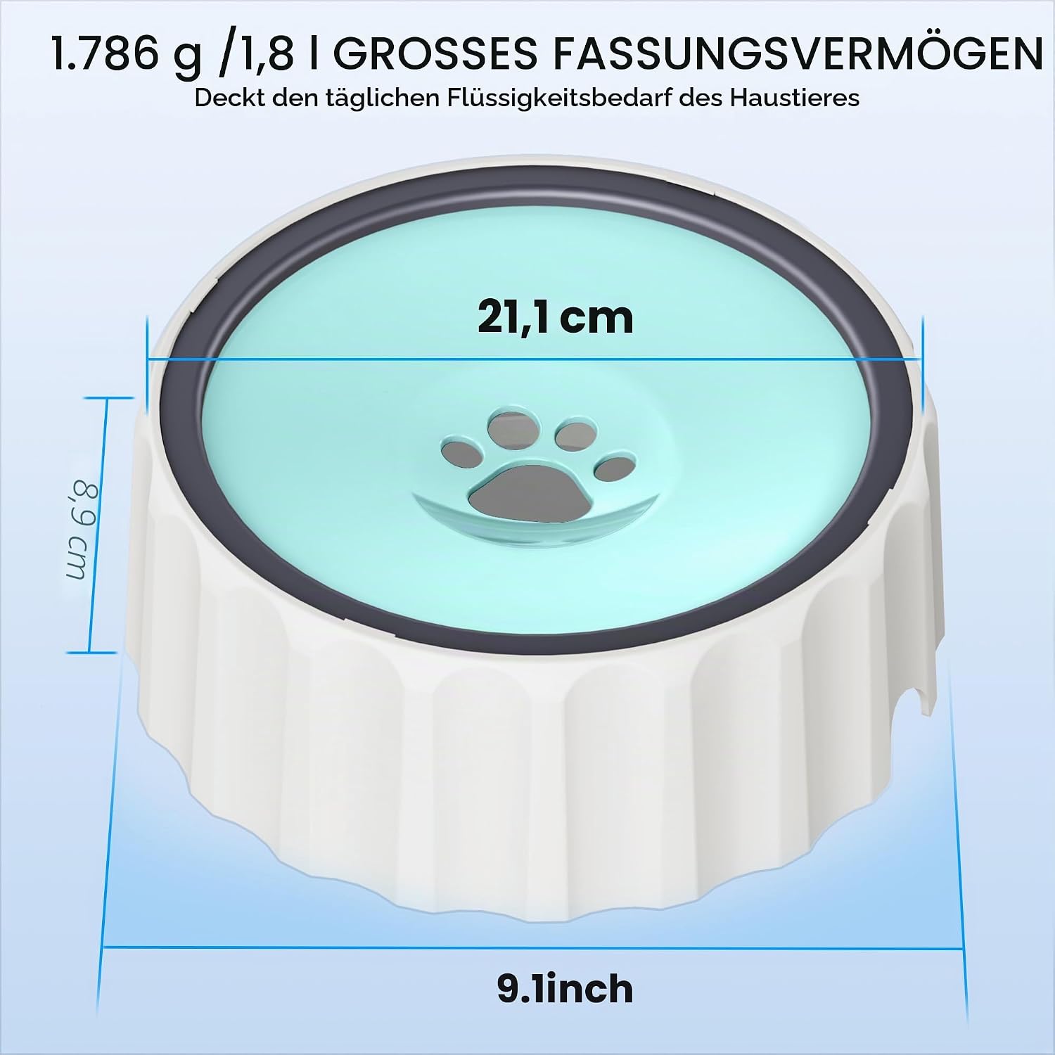 Detalle de FORWH Wassernapf für Hunde und Kleintiere – 2 L, rutschfest, kein Verschütten, langsames Trinken, kein Tropfen