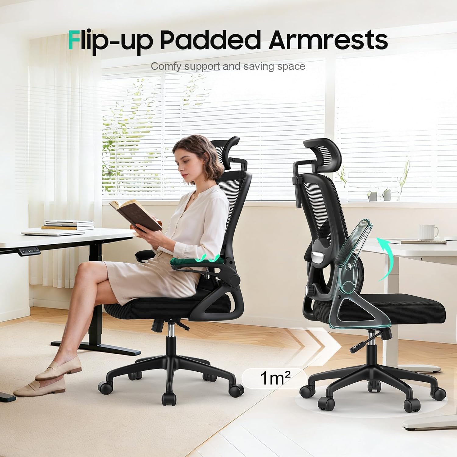 Thumbnail 3 de YONISEE Ergonomic Office Chair with Dual Backrest, 2D Lumbar Support and Adjustable Headrest