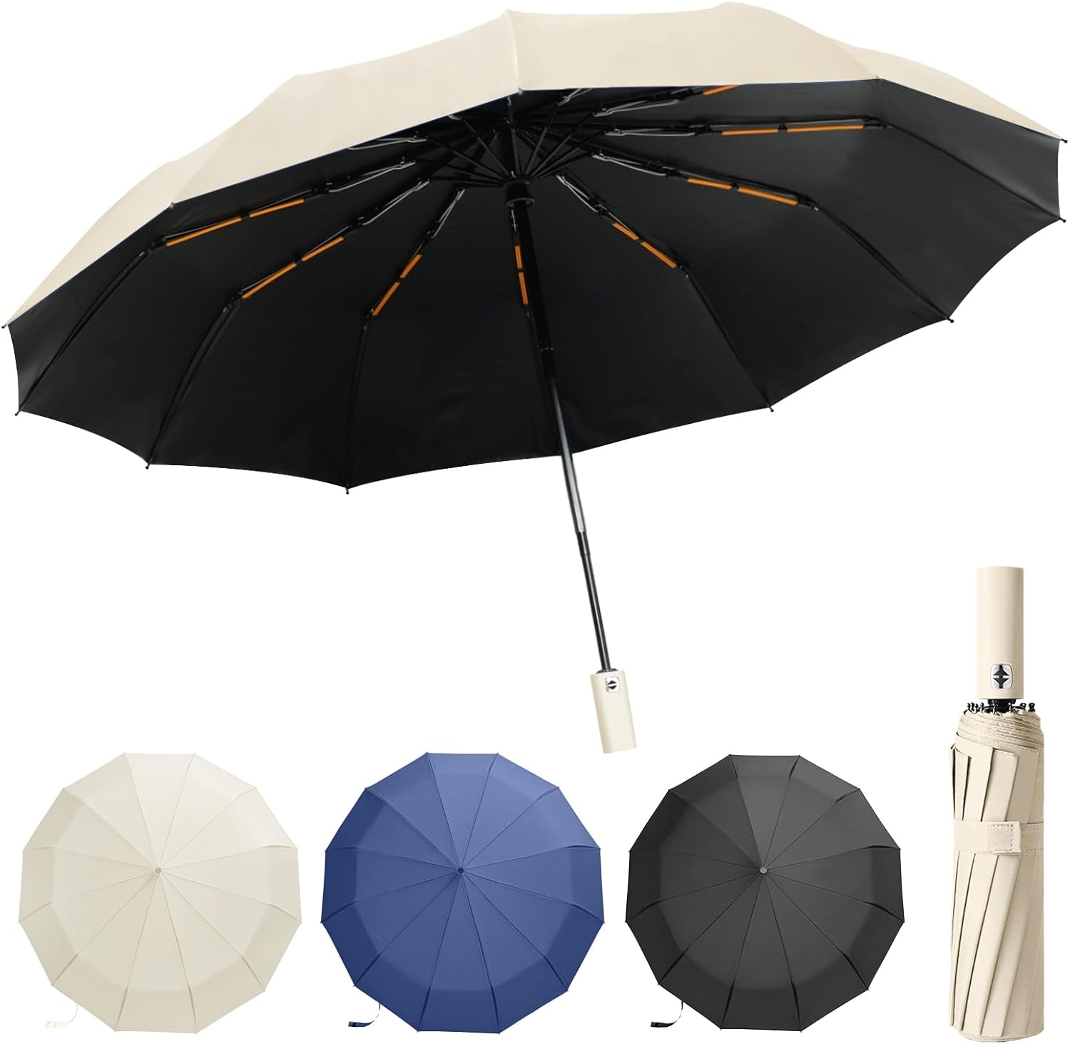 Thumbnail 6 de Lusibaka Windproof Strong Compact Folding Umbrella with UV Protection and 12 Fibres