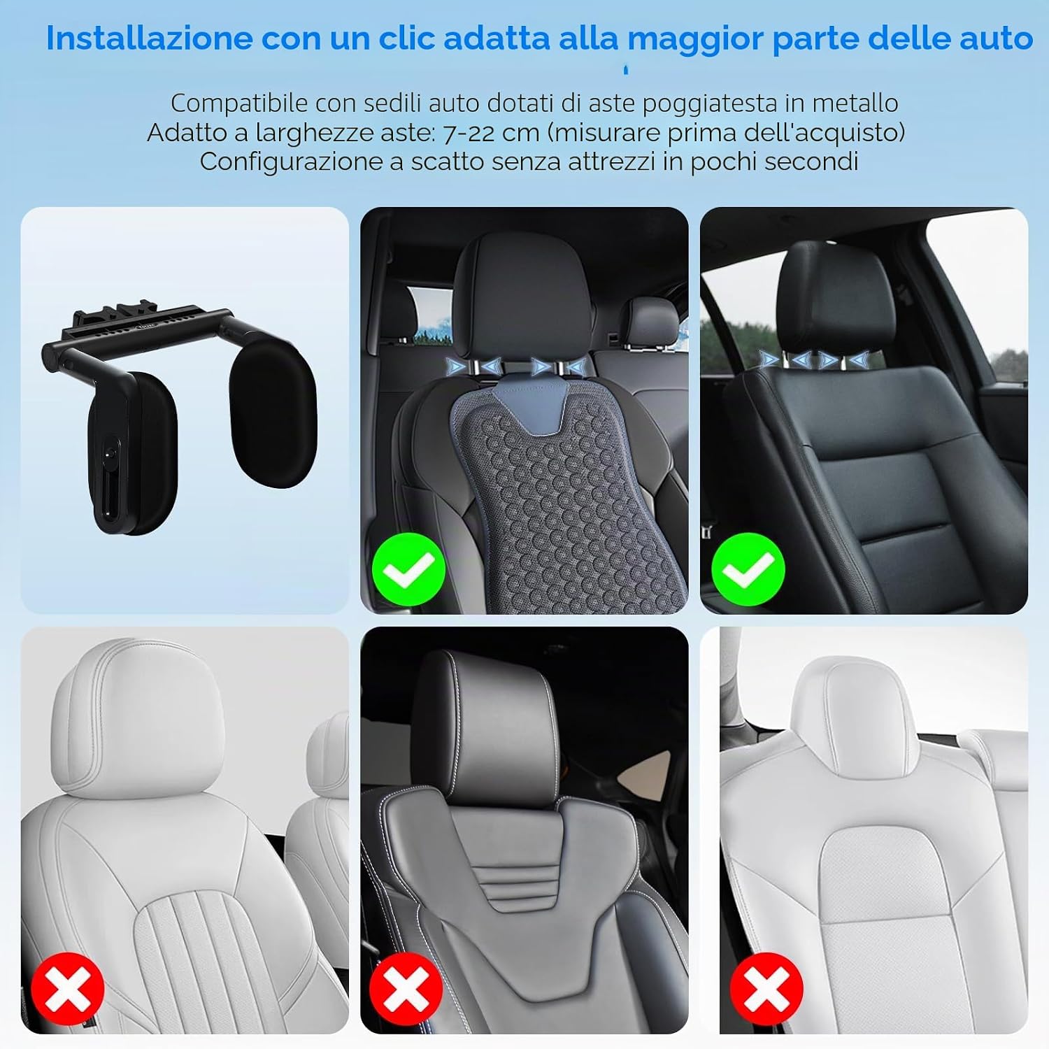Thumbnail 6 de Torven Poggiatesta Auto 360° | Poggia Testa Girevole, Memory Foam, Confezione da 2
